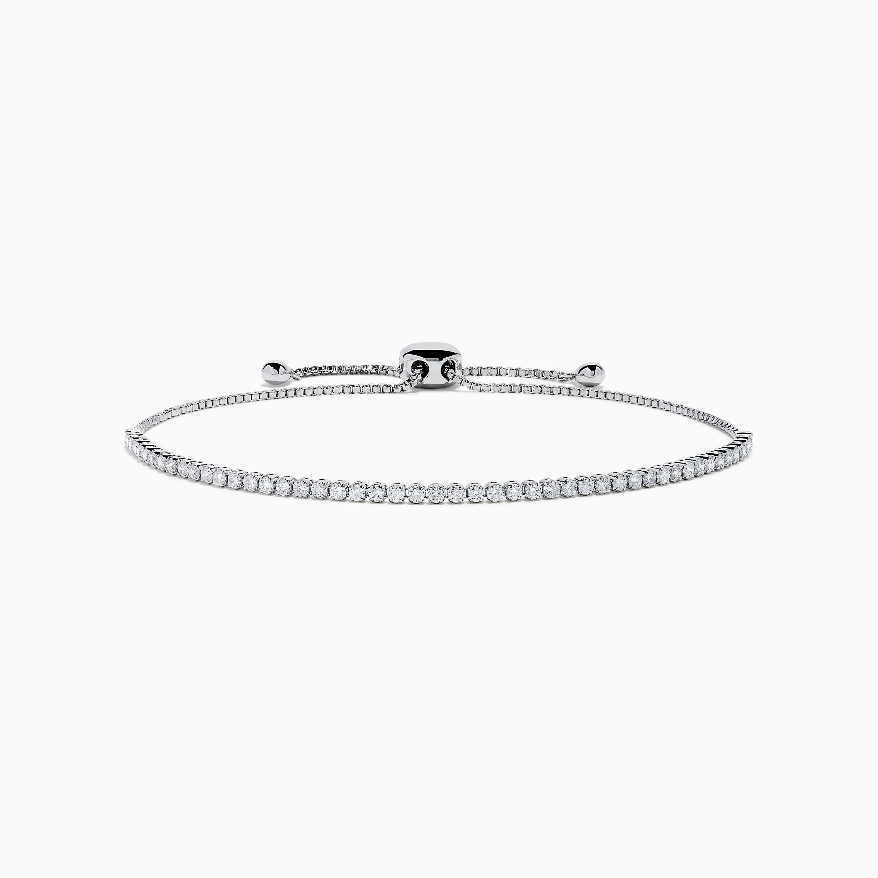 14K White Gold Pave Diamond Bolo Bracelet sold by Effy