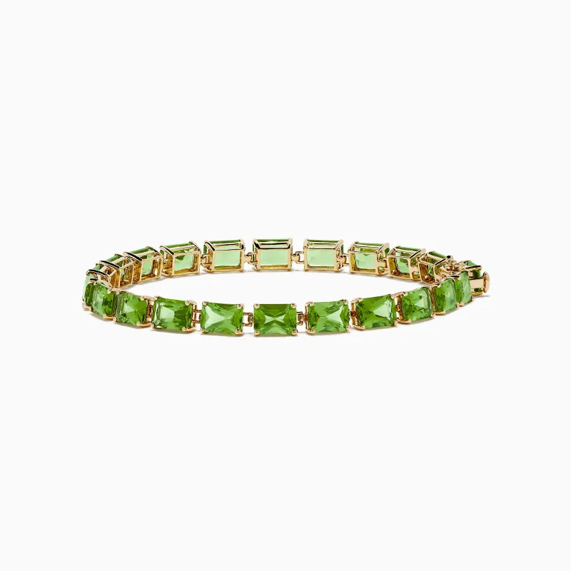 14K Yellow Gold Radiant Cut Peridot Tennis Bracelet sold by Effy