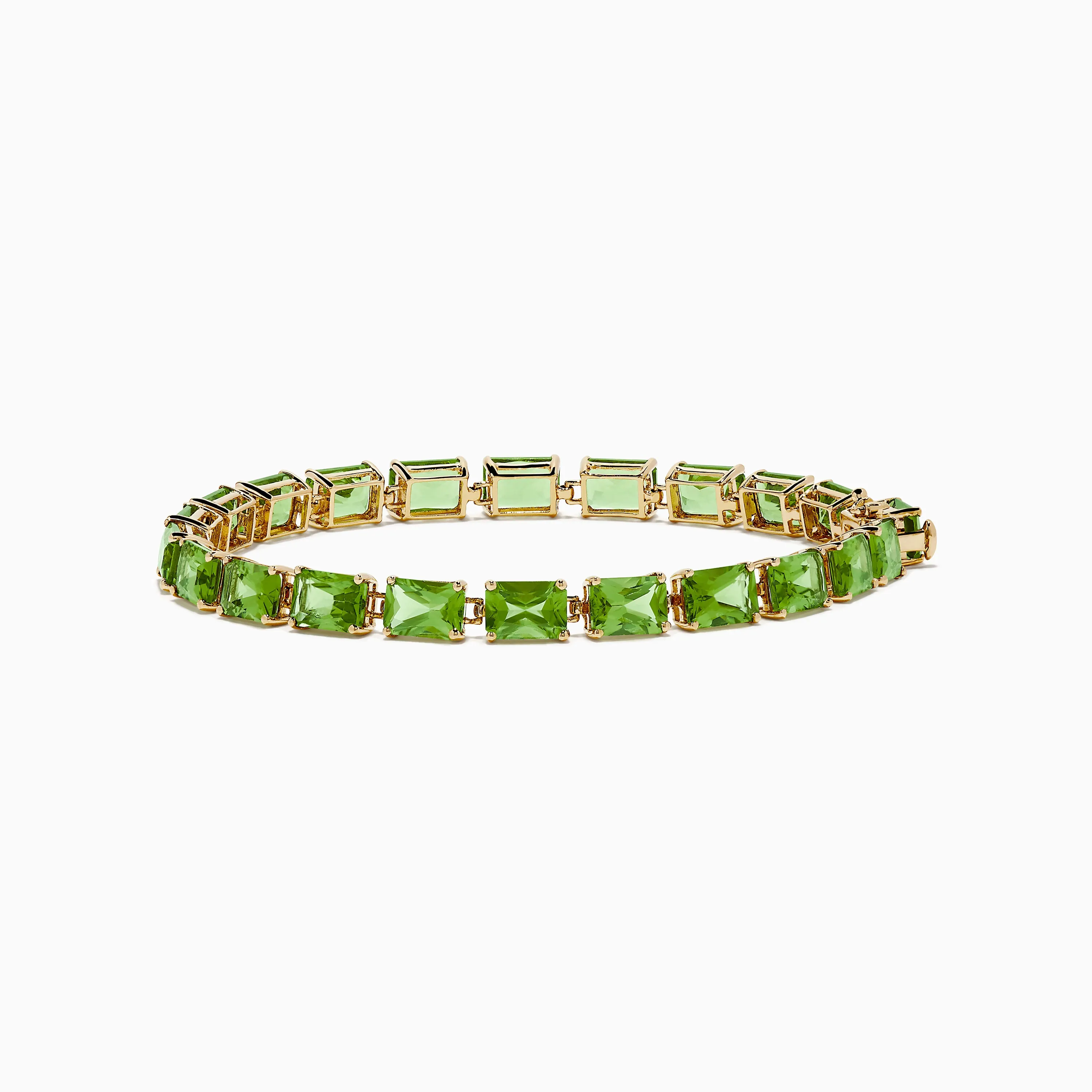 14K Yellow Gold Radiant Cut Peridot Tennis Bracelet sold by Effy