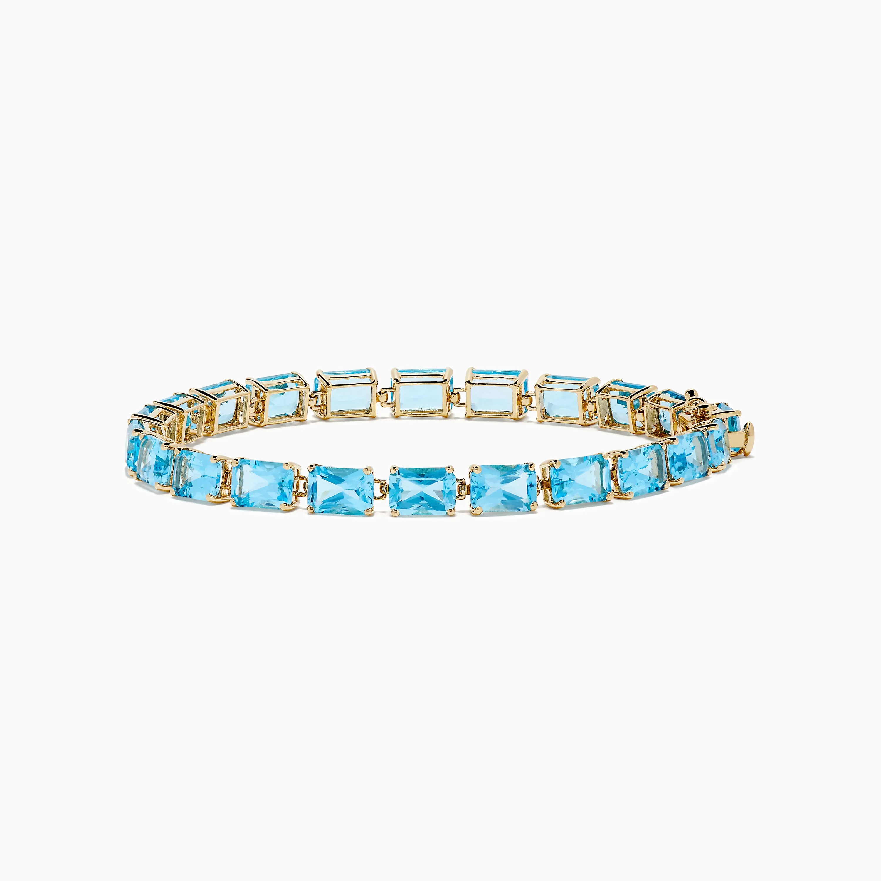 Ocean Bleu 14K Yellow Gold Radiant Cut Blue Topaz Tennis Bracelet sold by Effy
