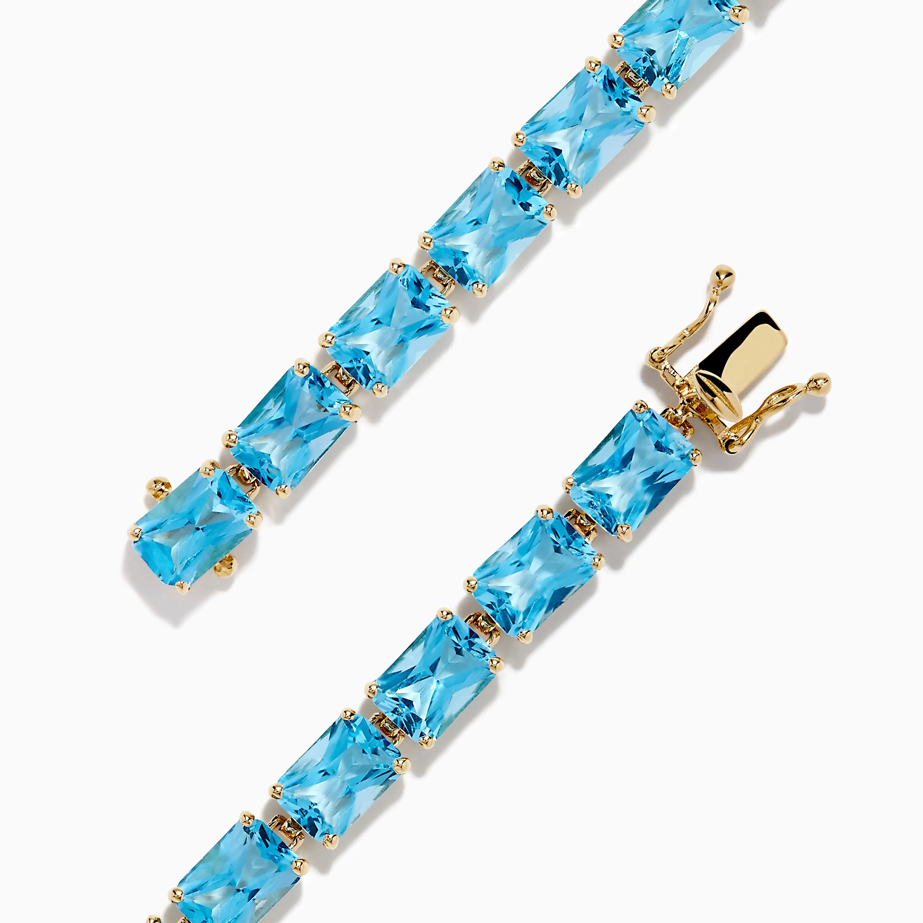 Ocean Bleu 14K Yellow Gold Radiant Cut Blue Topaz Tennis Bracelet sold by Effy product image thumbnail 4