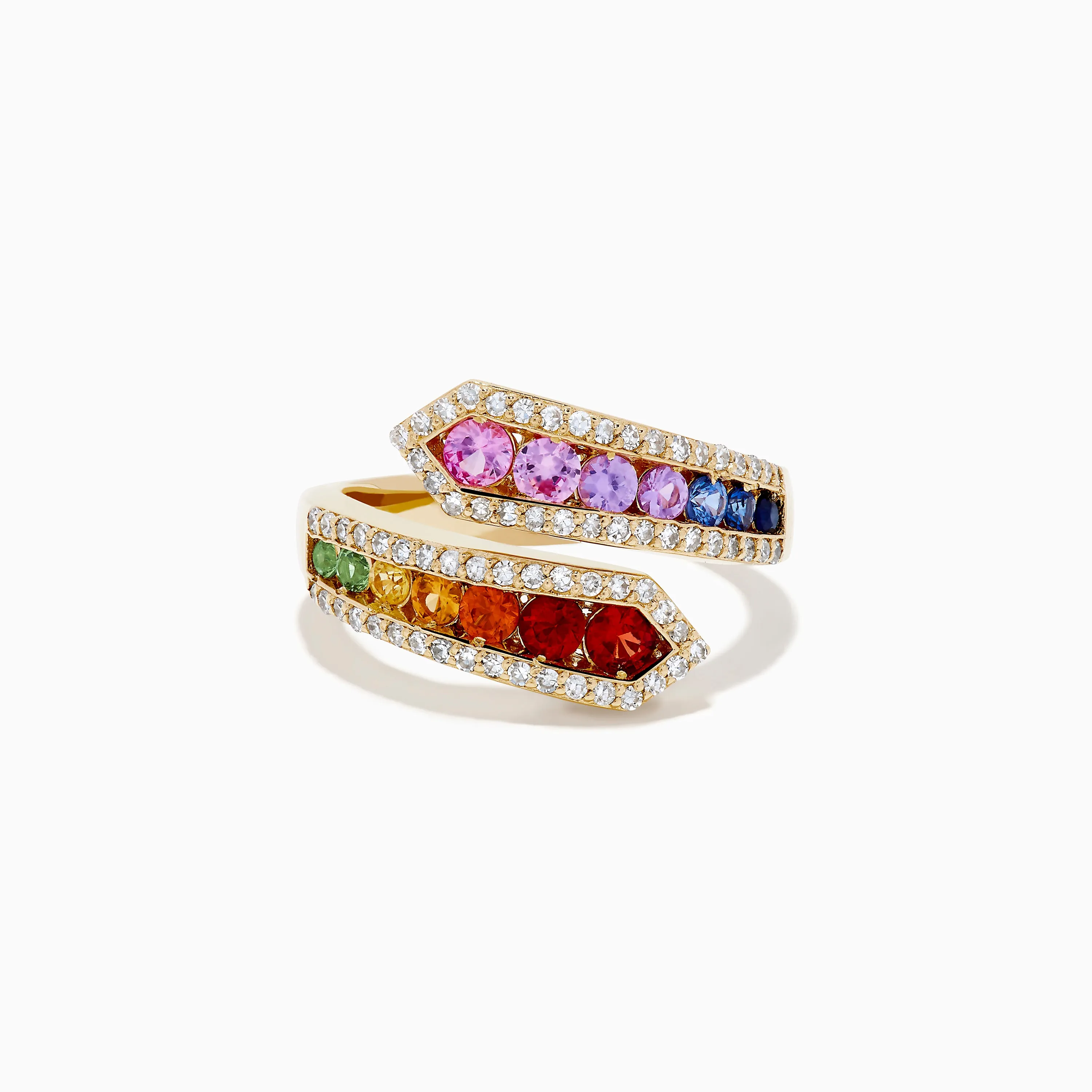 Watercolors 14K Yellow Gold Multi Color Sapphire and Diamond Bypass Ring sold by Effy