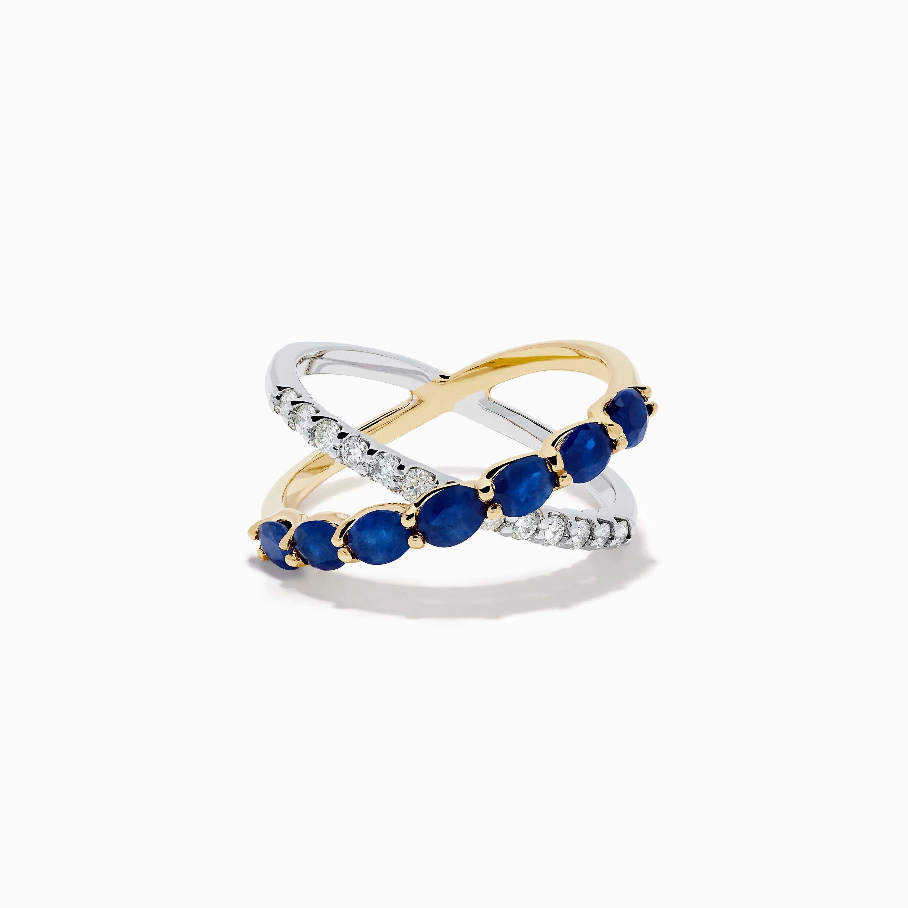 Royale Bleu 14K Two Tone Gold Sapphire and Diamond Criss Cross Ring sold by Effy