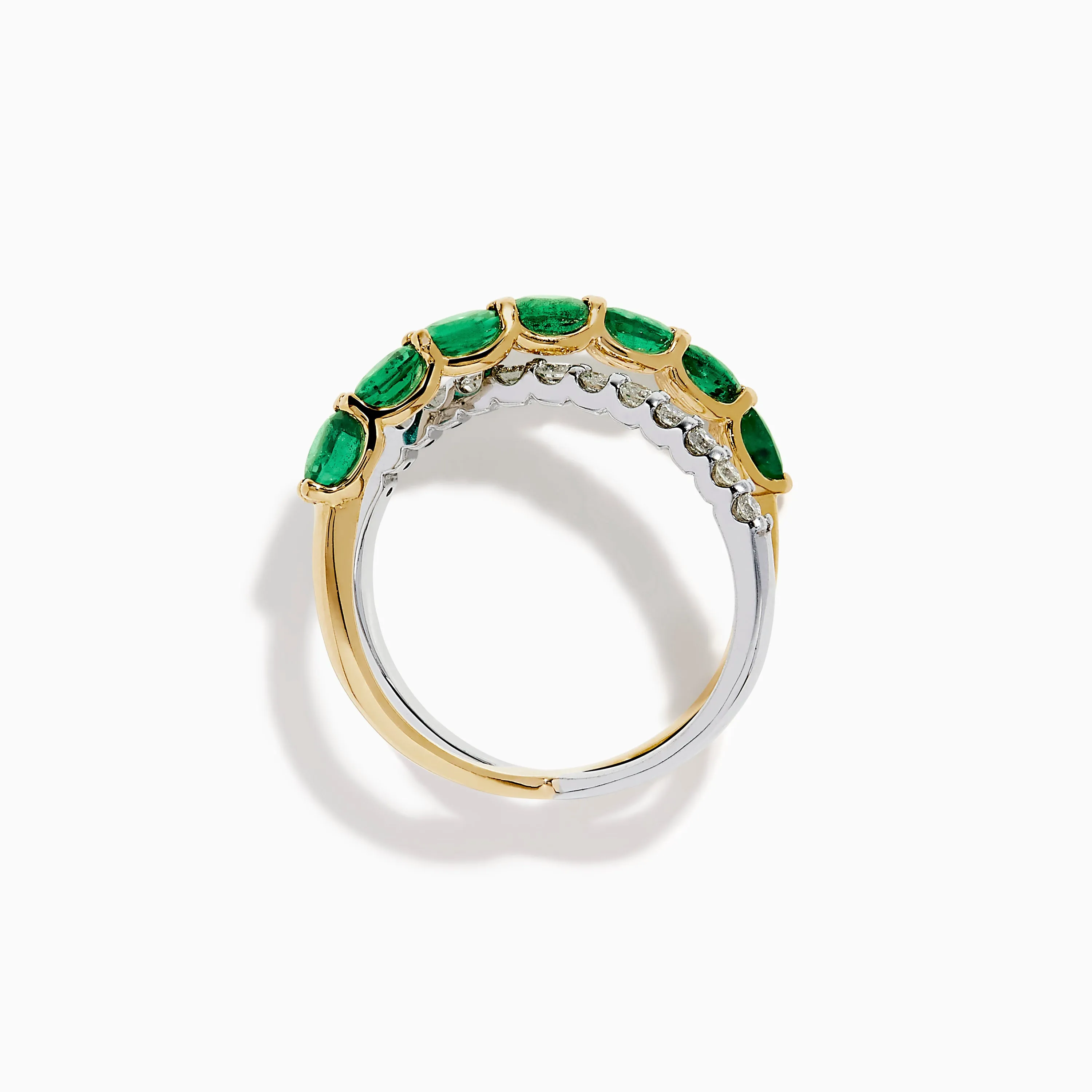 14K Two Tone Gold Emerald and Diamond Criss Cross Ring sold by Effy product image thumbnail 3