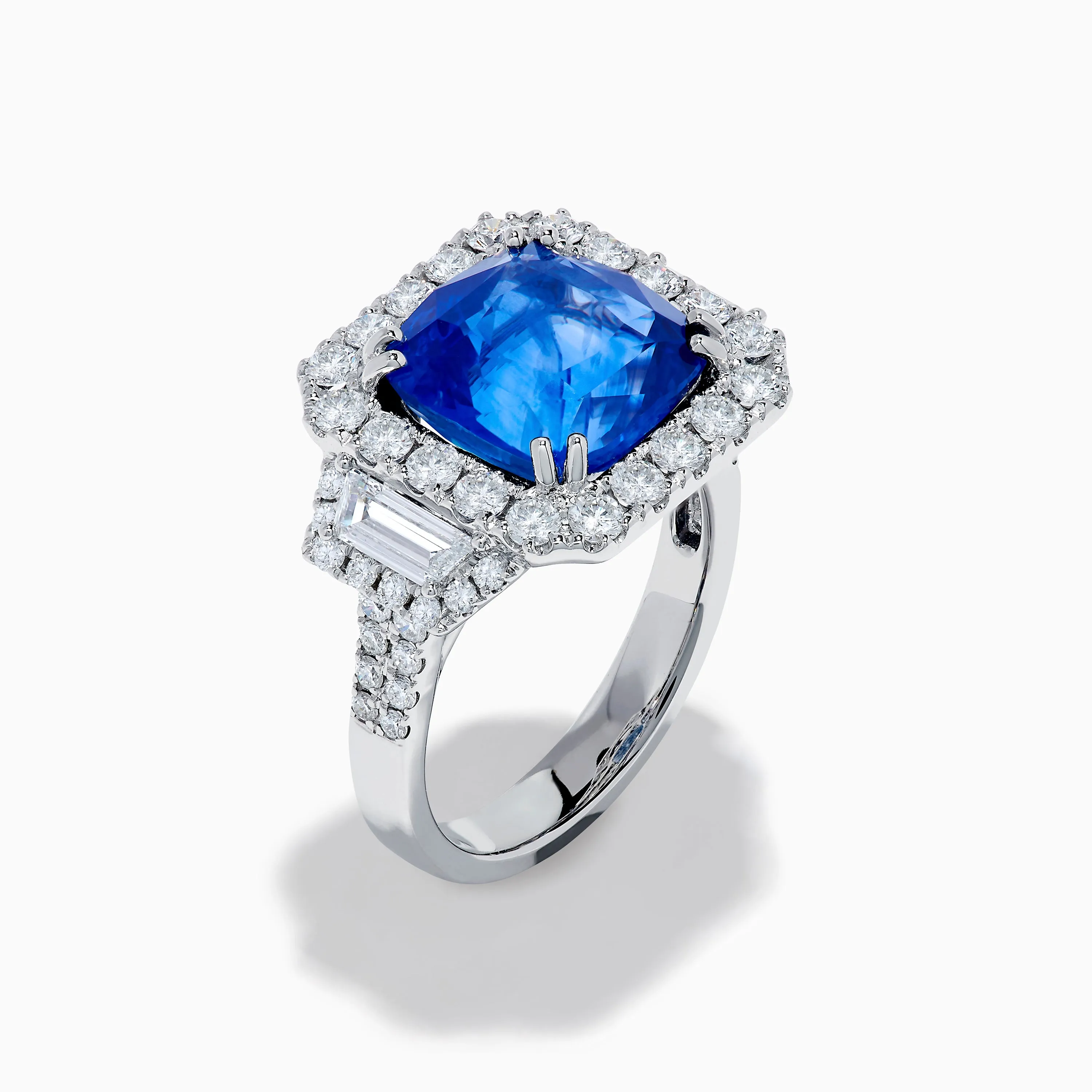 Royale Bleu 18K White Gold Blue Sapphire and Diamond Halo Ring sold by Effy product image thumbnail 4