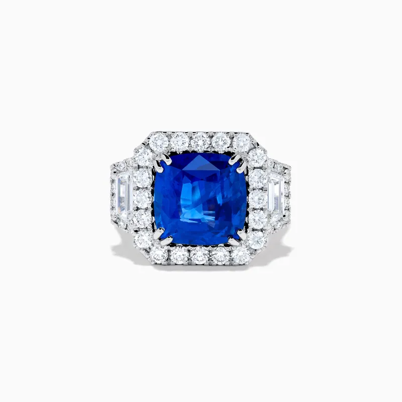 Royale Bleu 18K White Gold Blue Sapphire and Diamond Halo Ring sold by Effy