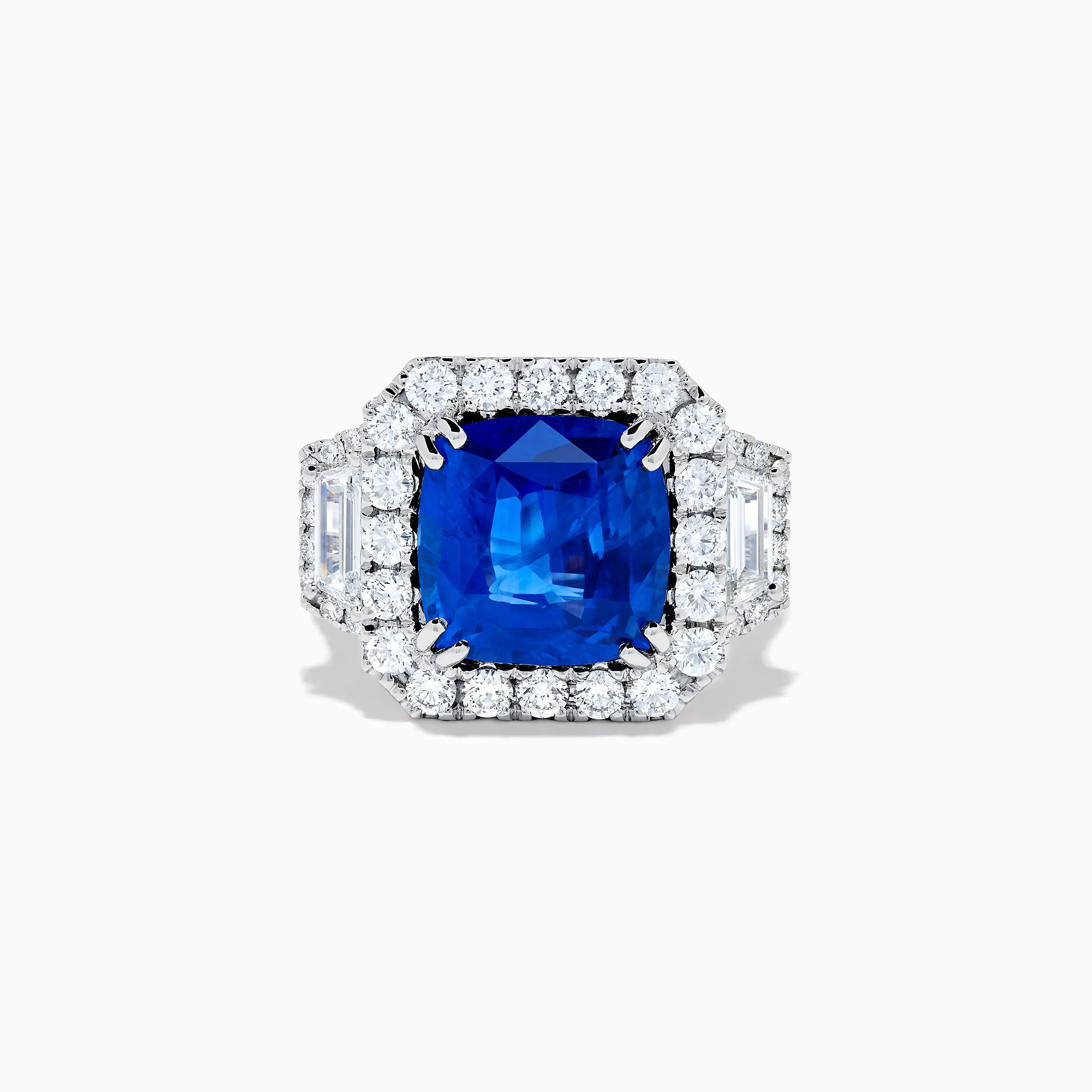 Royale Bleu 18K White Gold Blue Sapphire and Diamond Halo Ring sold by Effy