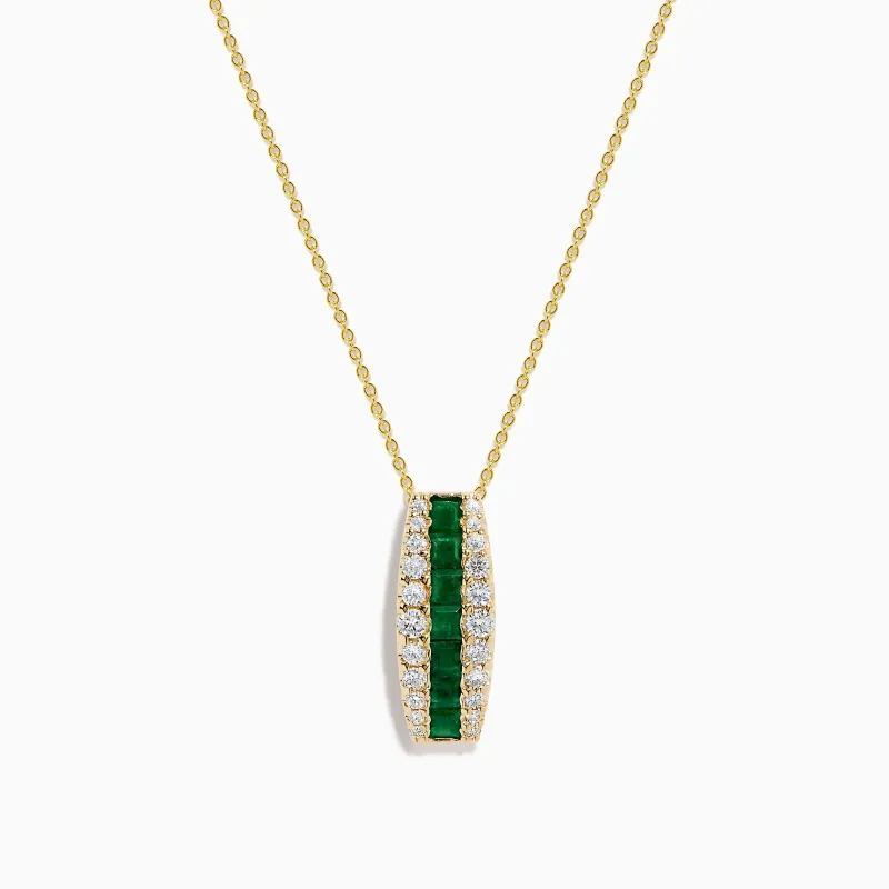 14K Yellow Gold Emerald and Diamond Pendant sold by Effy