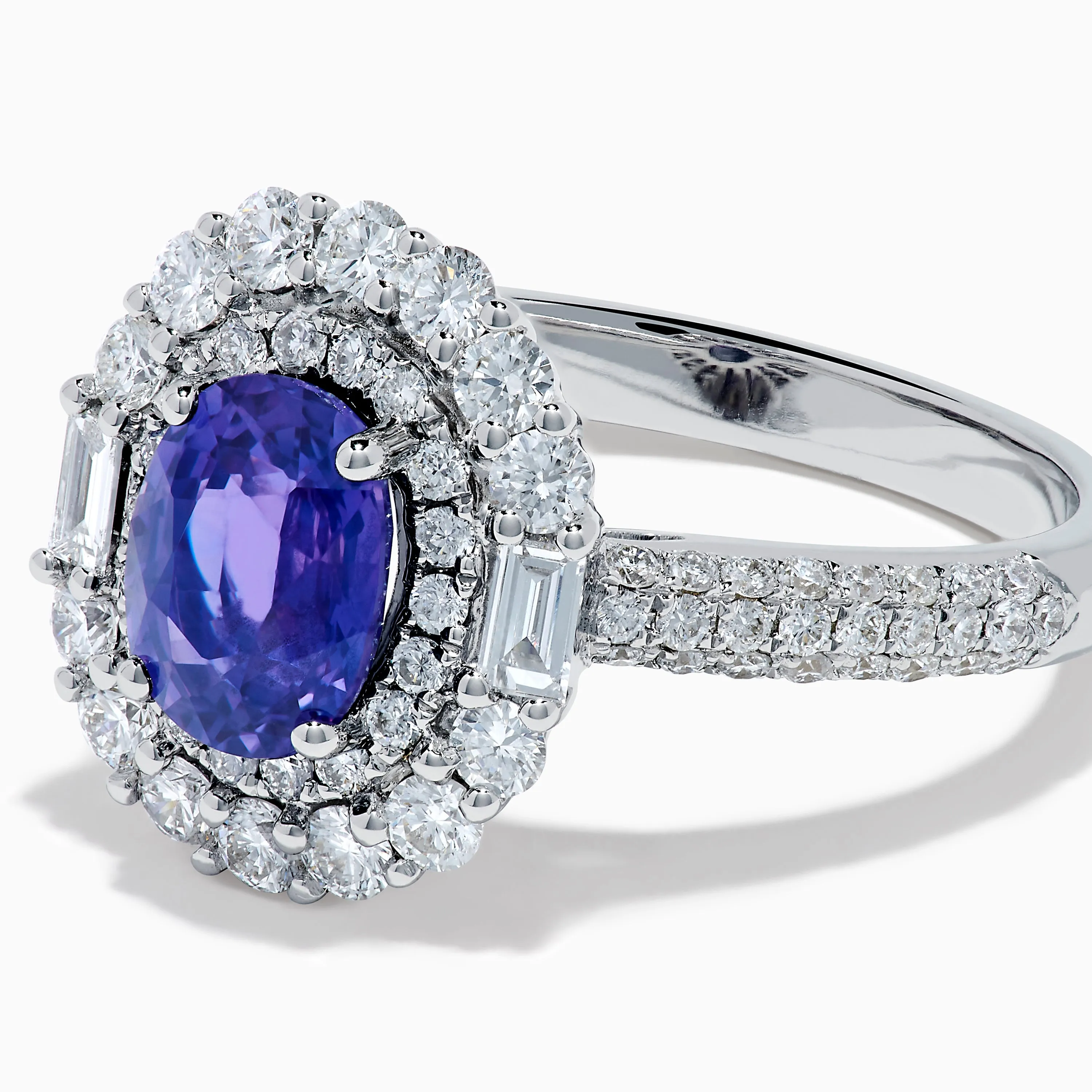 18K White Gold Purple Sapphire and Diamond Double Halo Ring sold by Effy product image thumbnail 2