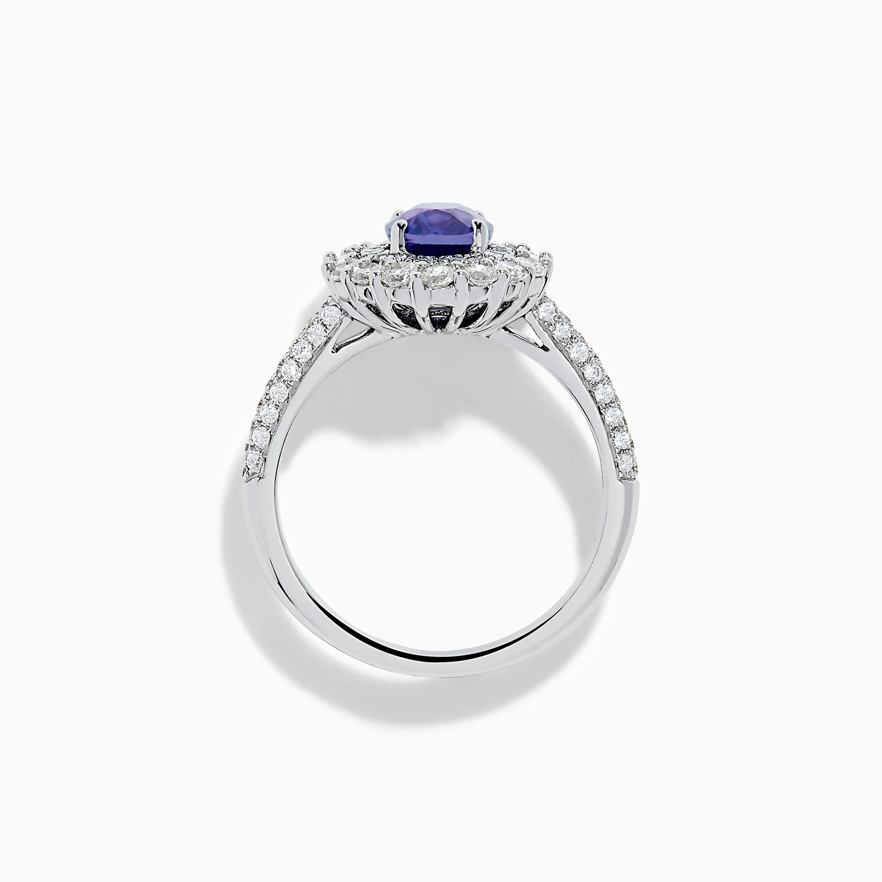 18K White Gold Purple Sapphire and Diamond Double Halo Ring sold by Effy product image thumbnail 3