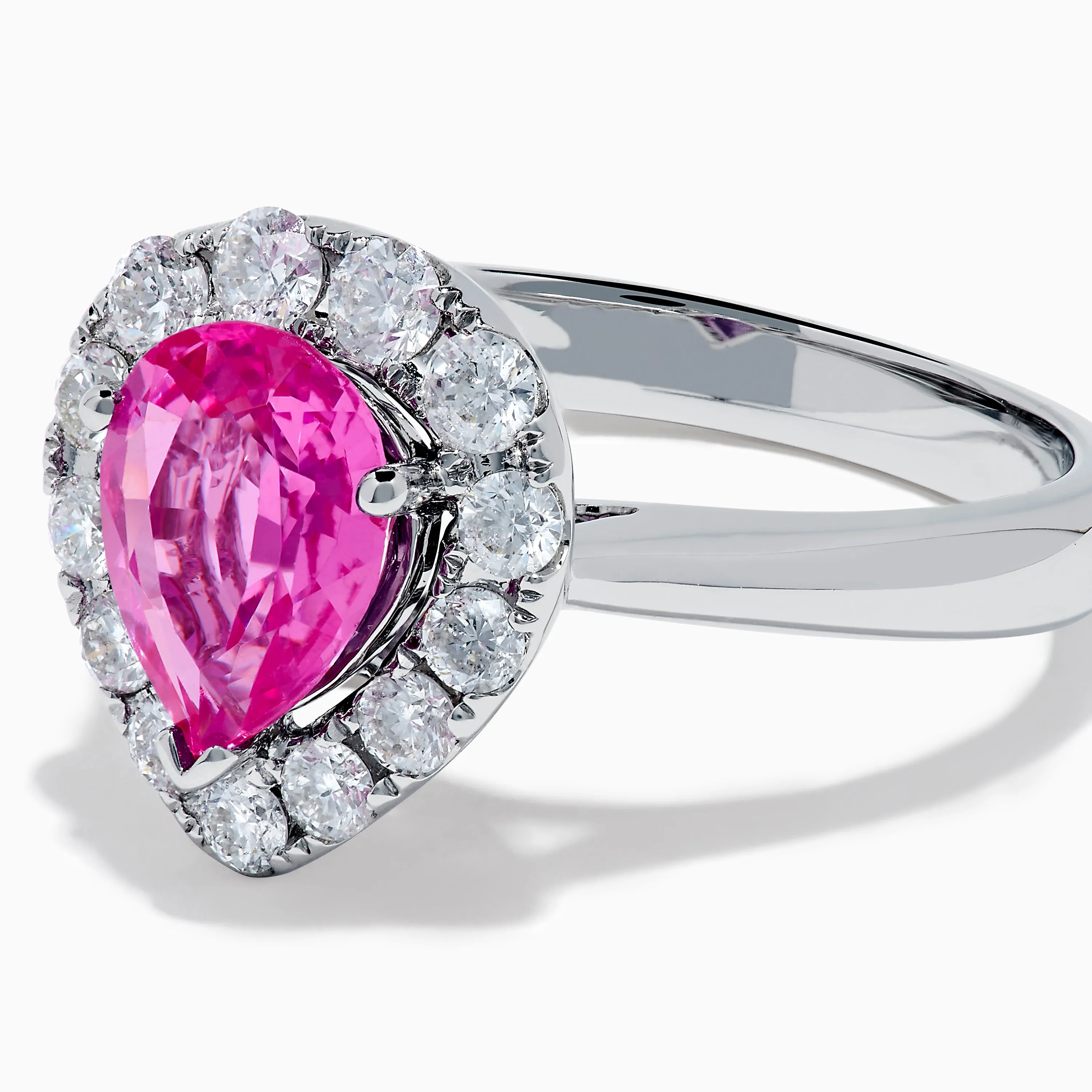 18K White Gold Pink Sapphire and Diamond Halo Ring sold by Effy product image thumbnail 2