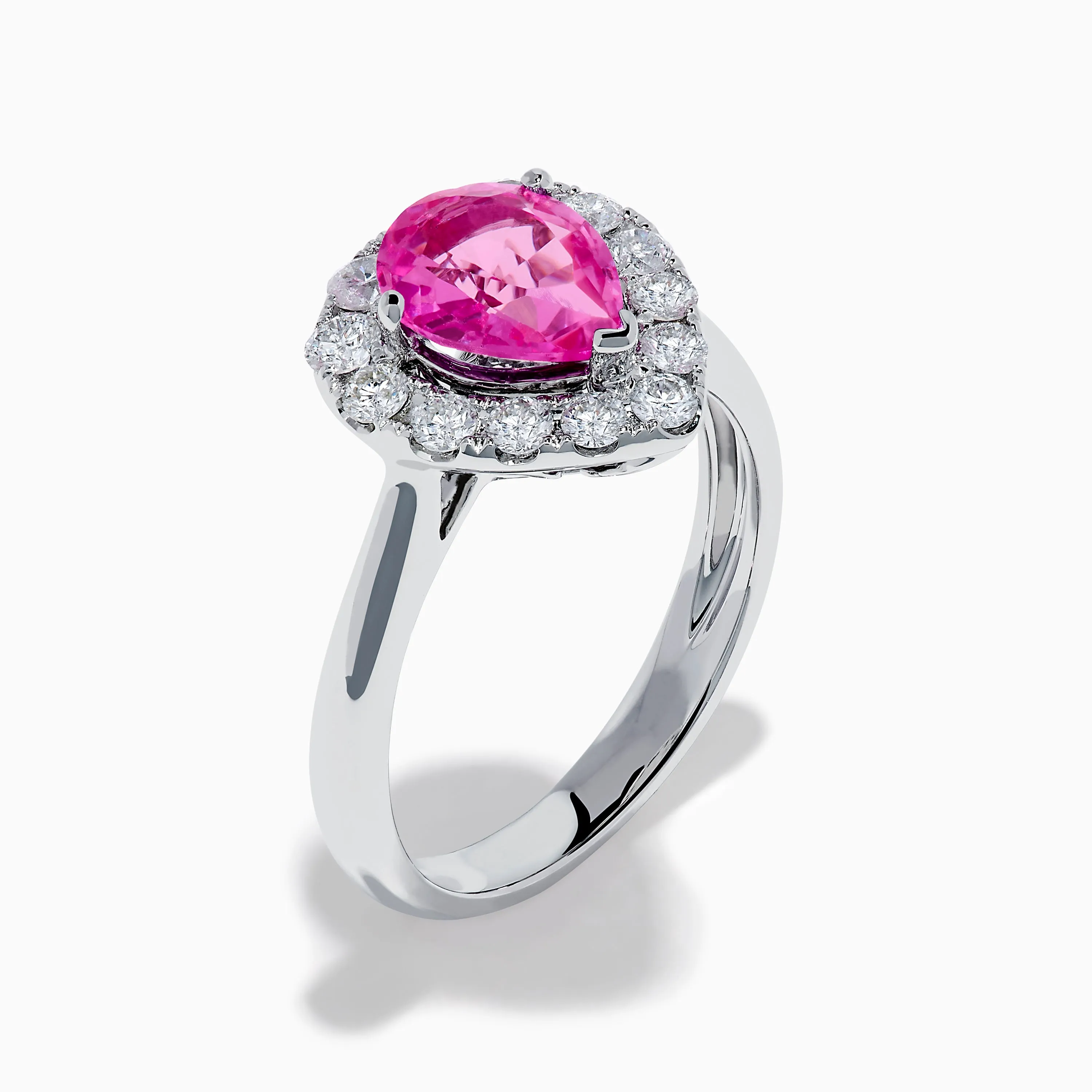 18K White Gold Pink Sapphire and Diamond Halo Ring sold by Effy product image thumbnail 4