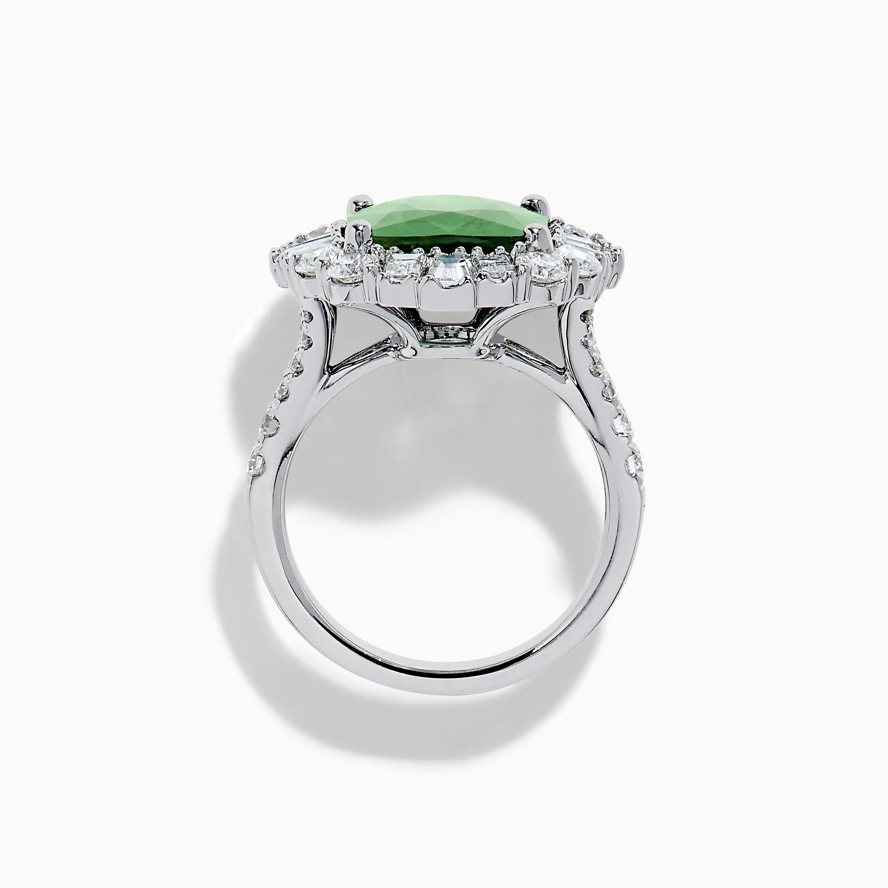 18K White Gold Green Sapphire and Diamond Halo Ring sold by Effy product image thumbnail 3