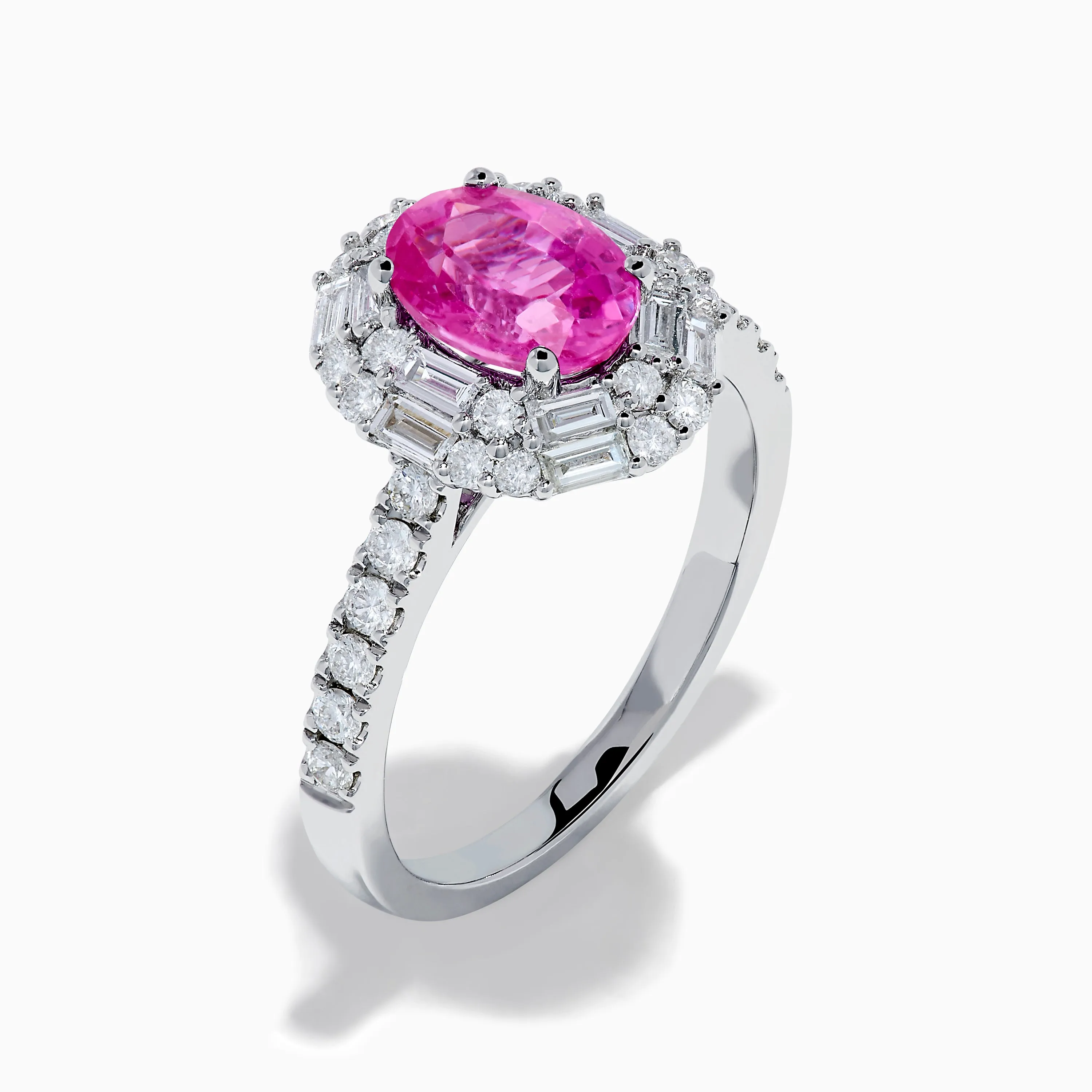 18K White Gold Pink Sapphire and Diamond Halo Ring sold by Effy product image thumbnail 4