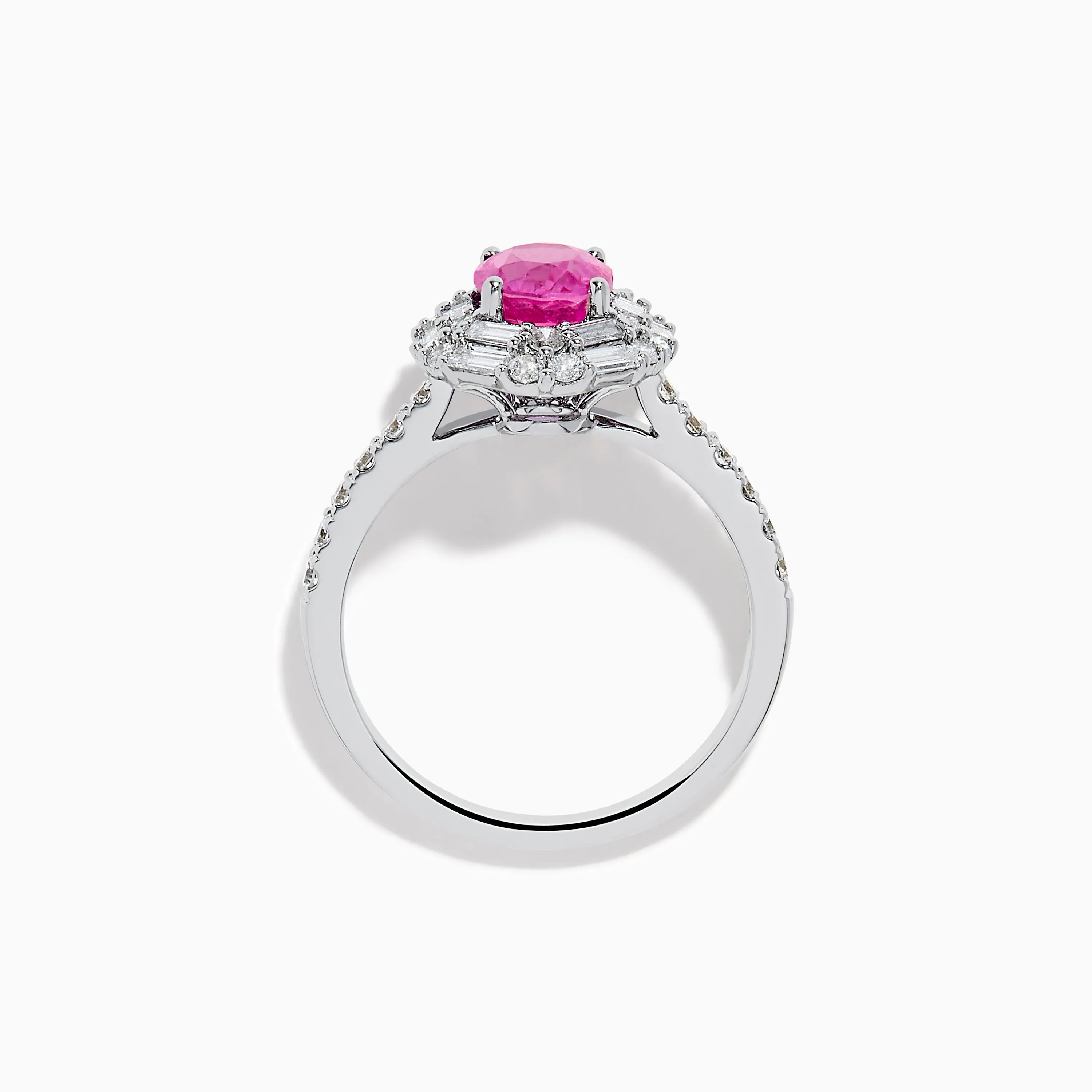 18K White Gold Pink Sapphire and Diamond Halo Ring sold by Effy product image thumbnail 3