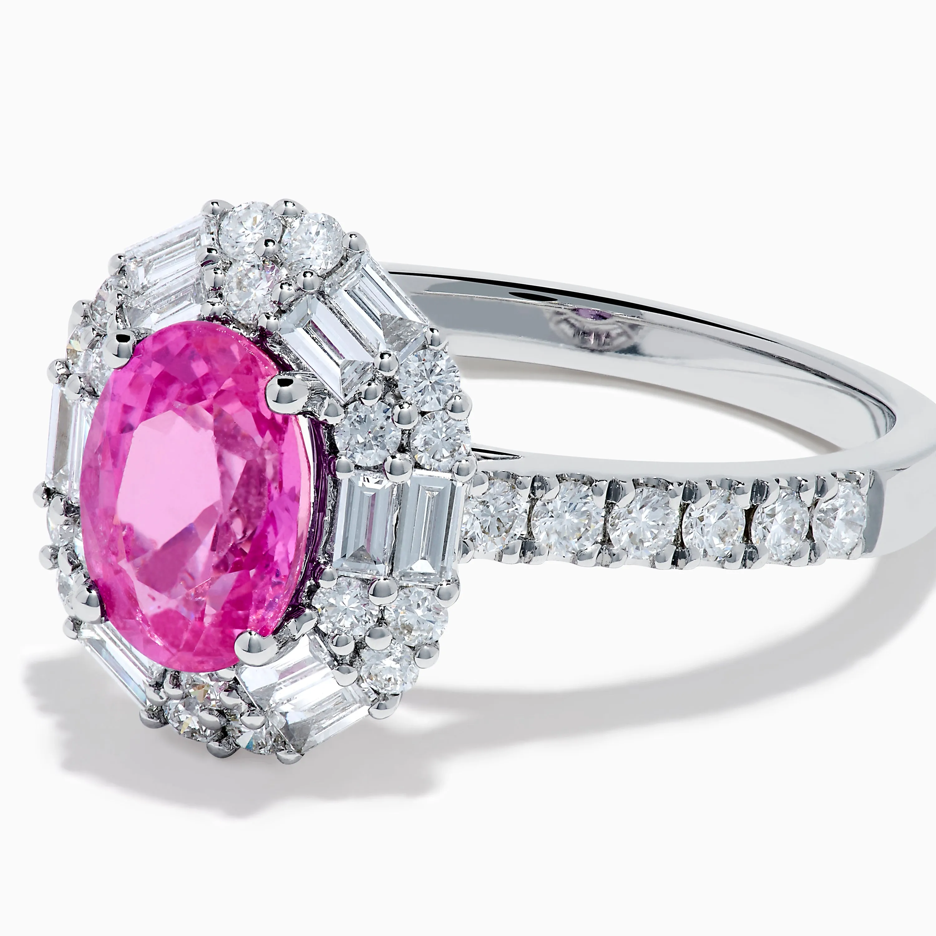 18K White Gold Pink Sapphire and Diamond Halo Ring sold by Effy product image thumbnail 2