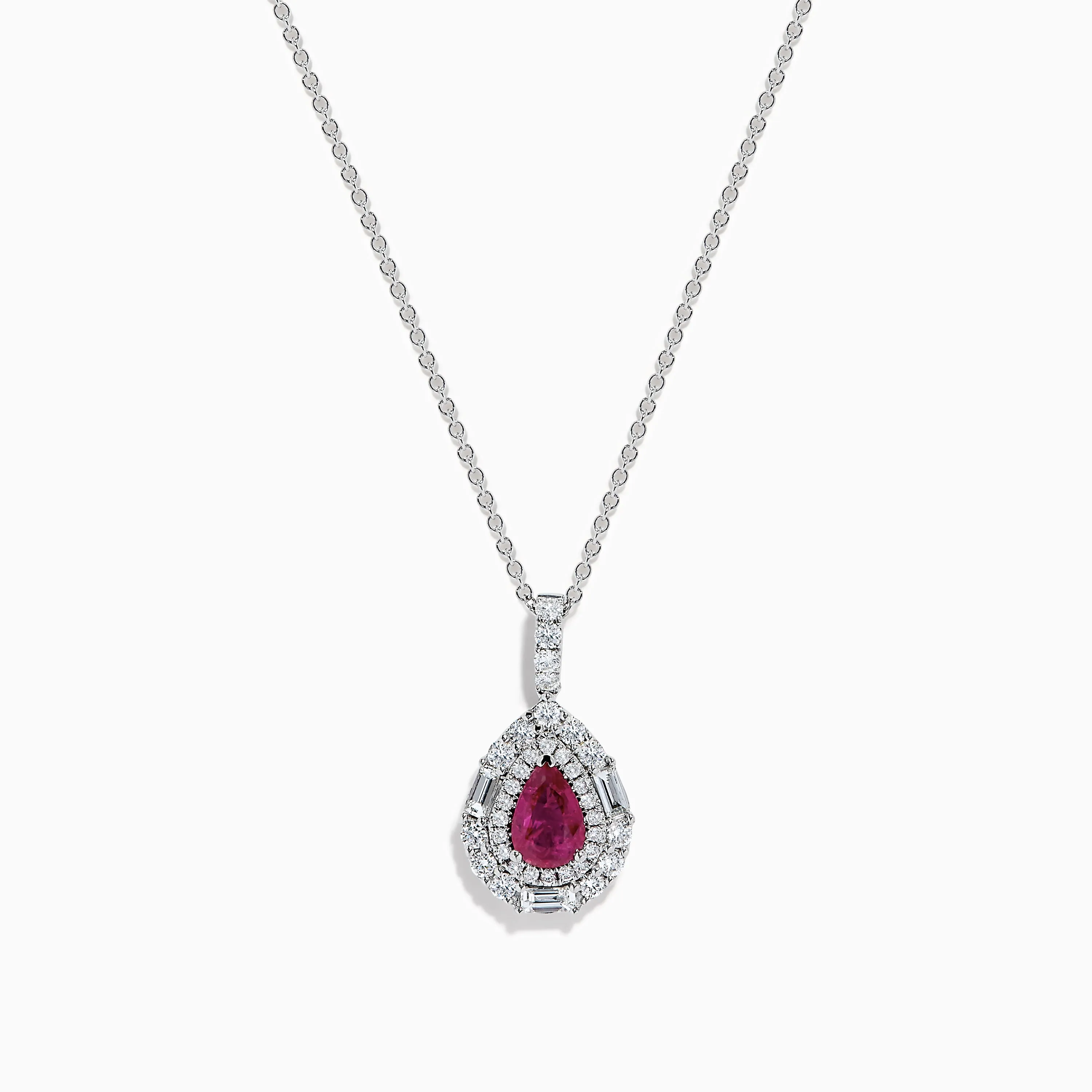 18K White Gold Pink Sapphire and Diamond Pendant sold by Effy
