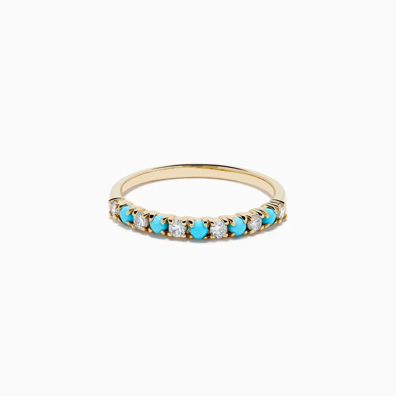 14K Yellow Gold Turquoise and Diamond Band sold by Effy