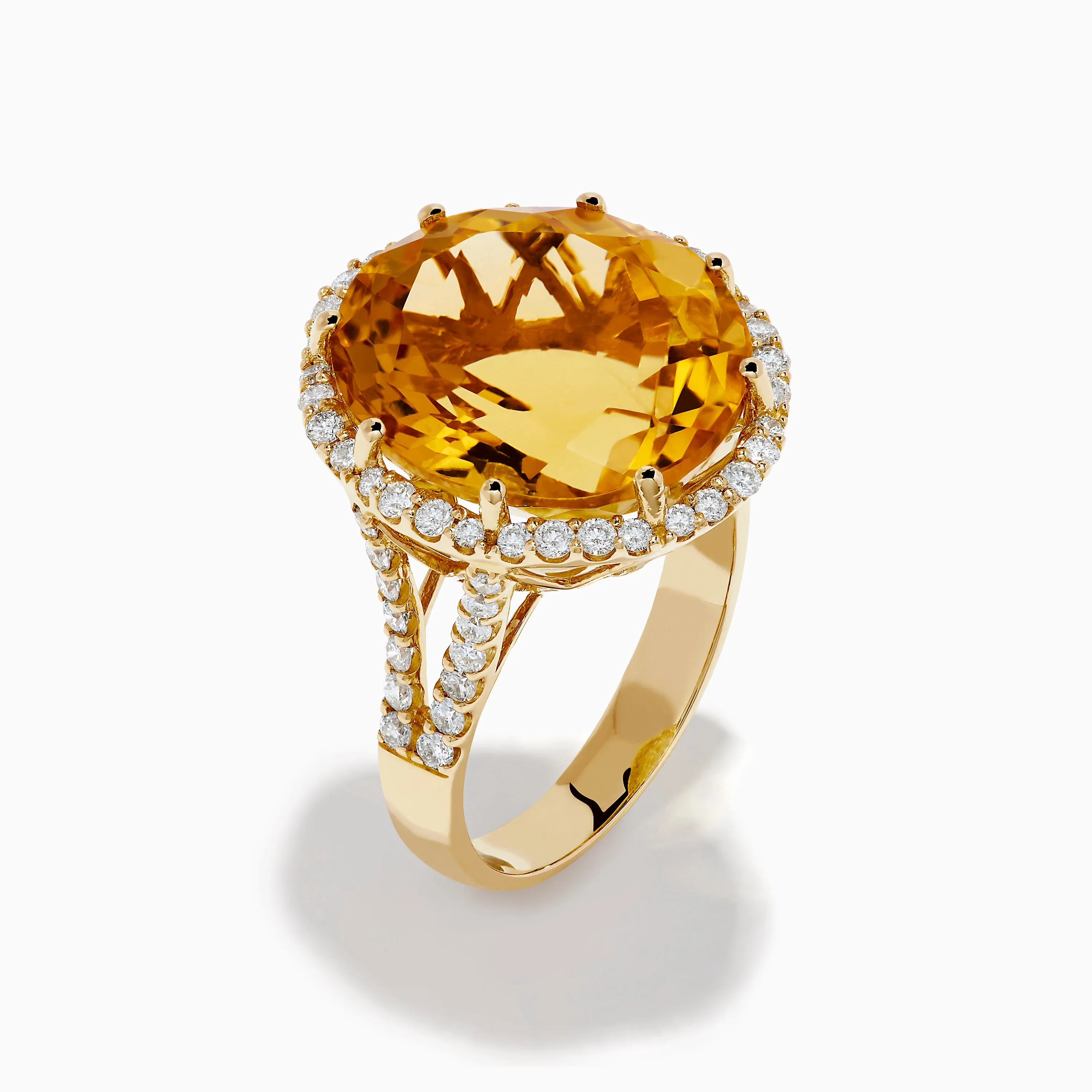 Sunset 14K Yellow Gold Citrine and Diamond Halo Ring sold by Effy product image thumbnail 4