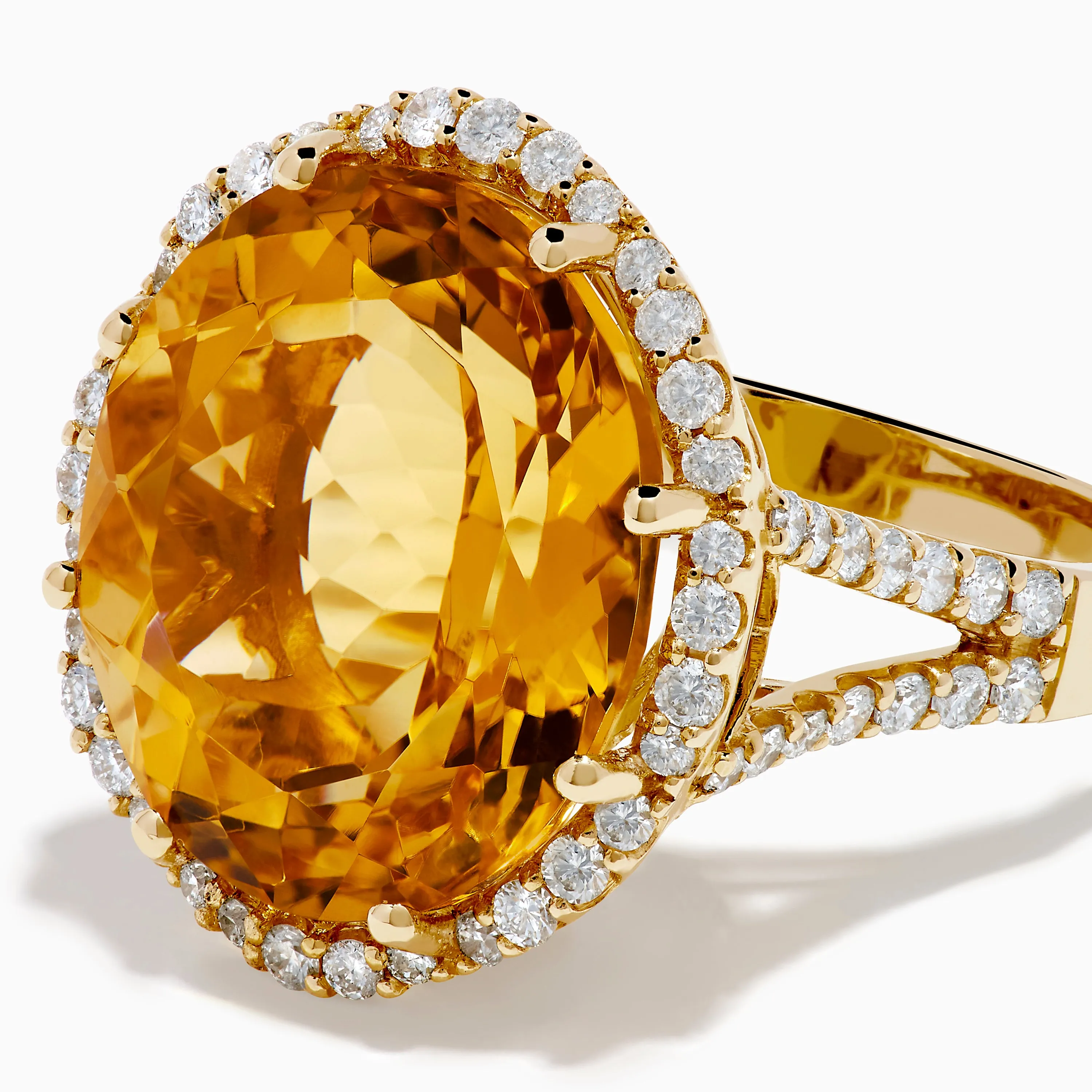 Sunset 14K Yellow Gold Citrine and Diamond Halo Ring sold by Effy product image thumbnail 2