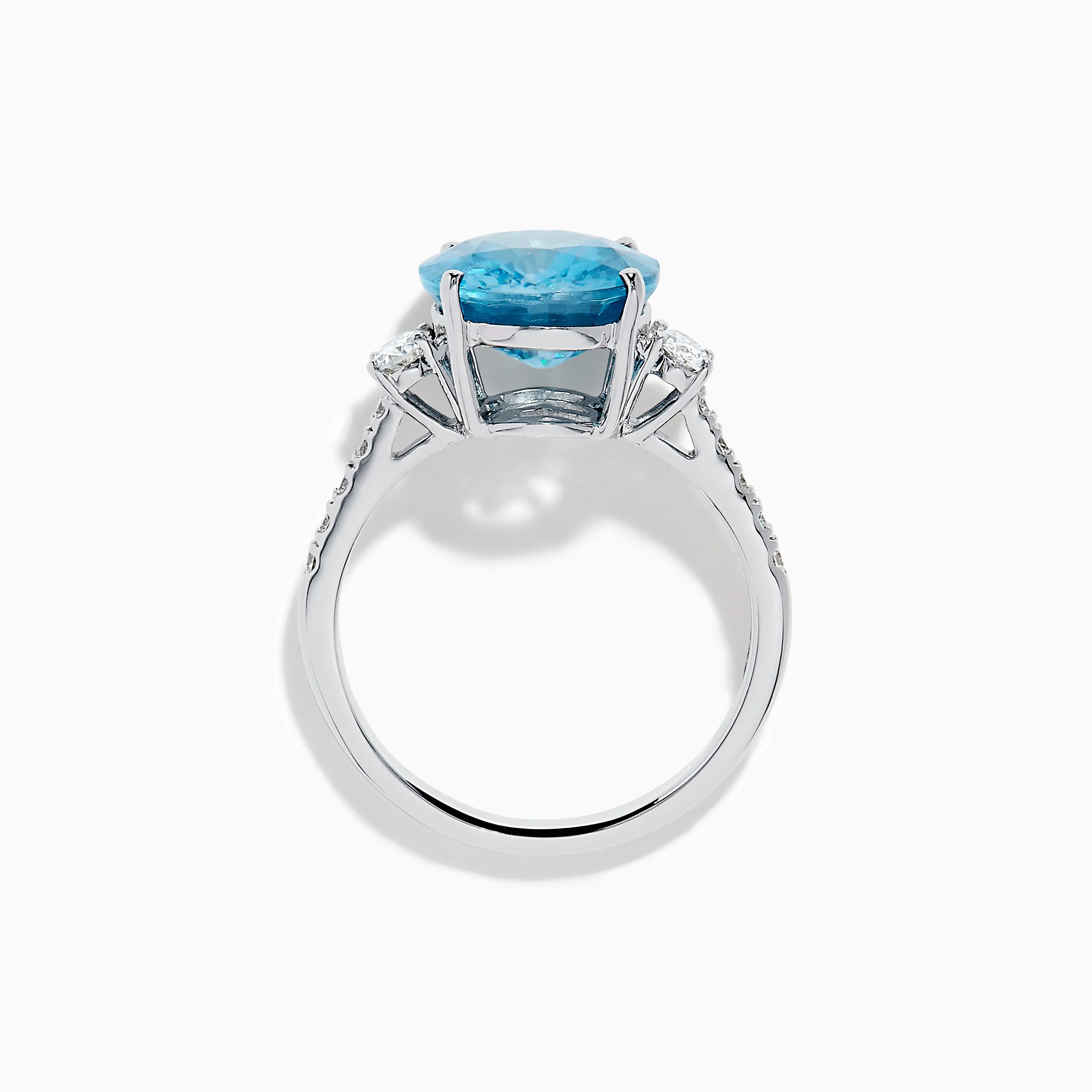 14K White Gold Blue Zircon and Diamond 3 Stone Ring sold by Effy product image thumbnail 3