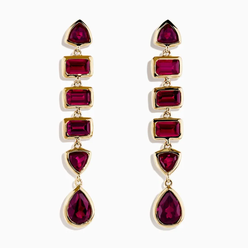 14K Yellow Gold Rhodolite Garnet Linear Drop Earrings sold by Effy