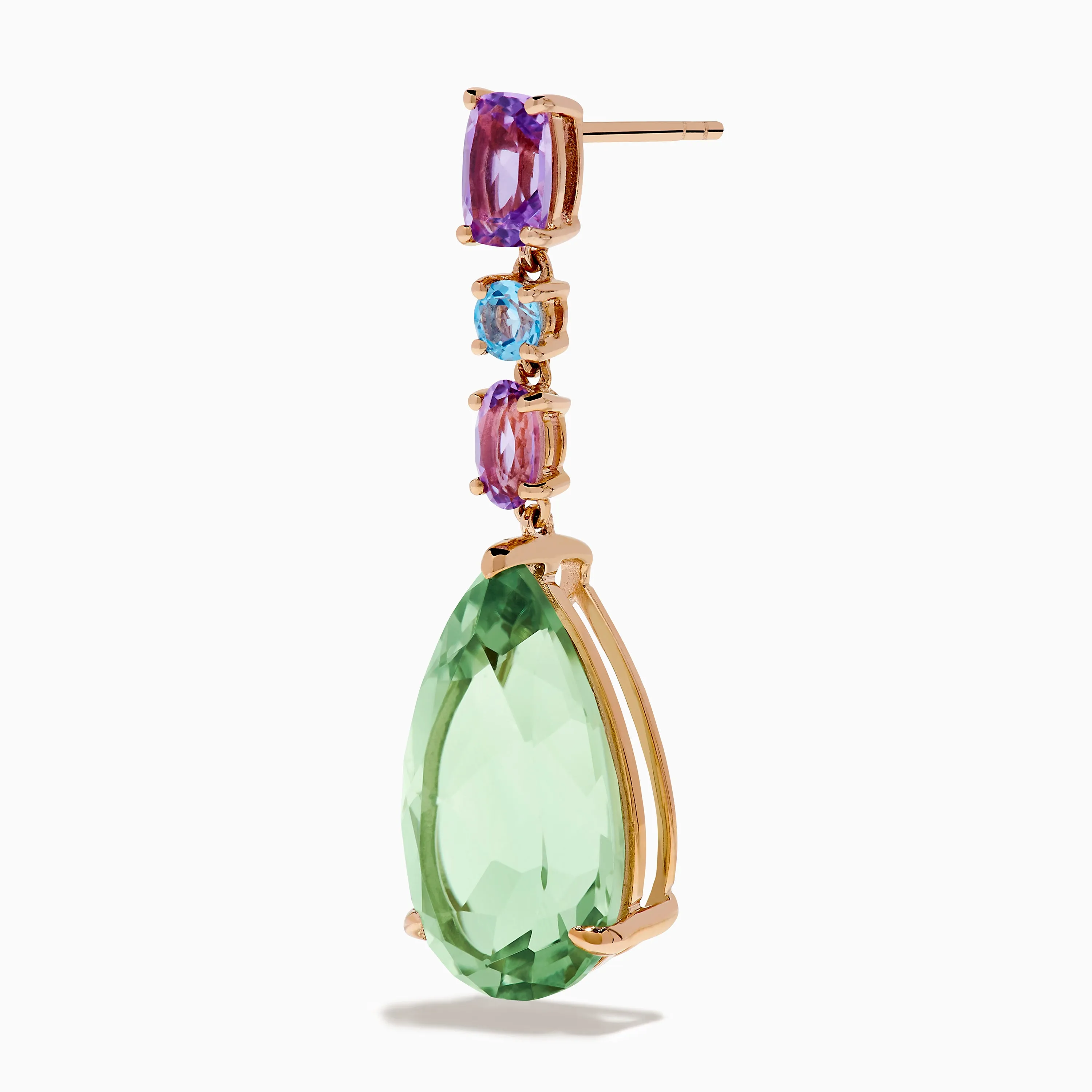 14K Rose Gold Blue Topaz Pink and Green Amethyst Drop Earrings sold by Effy product image thumbnail 3