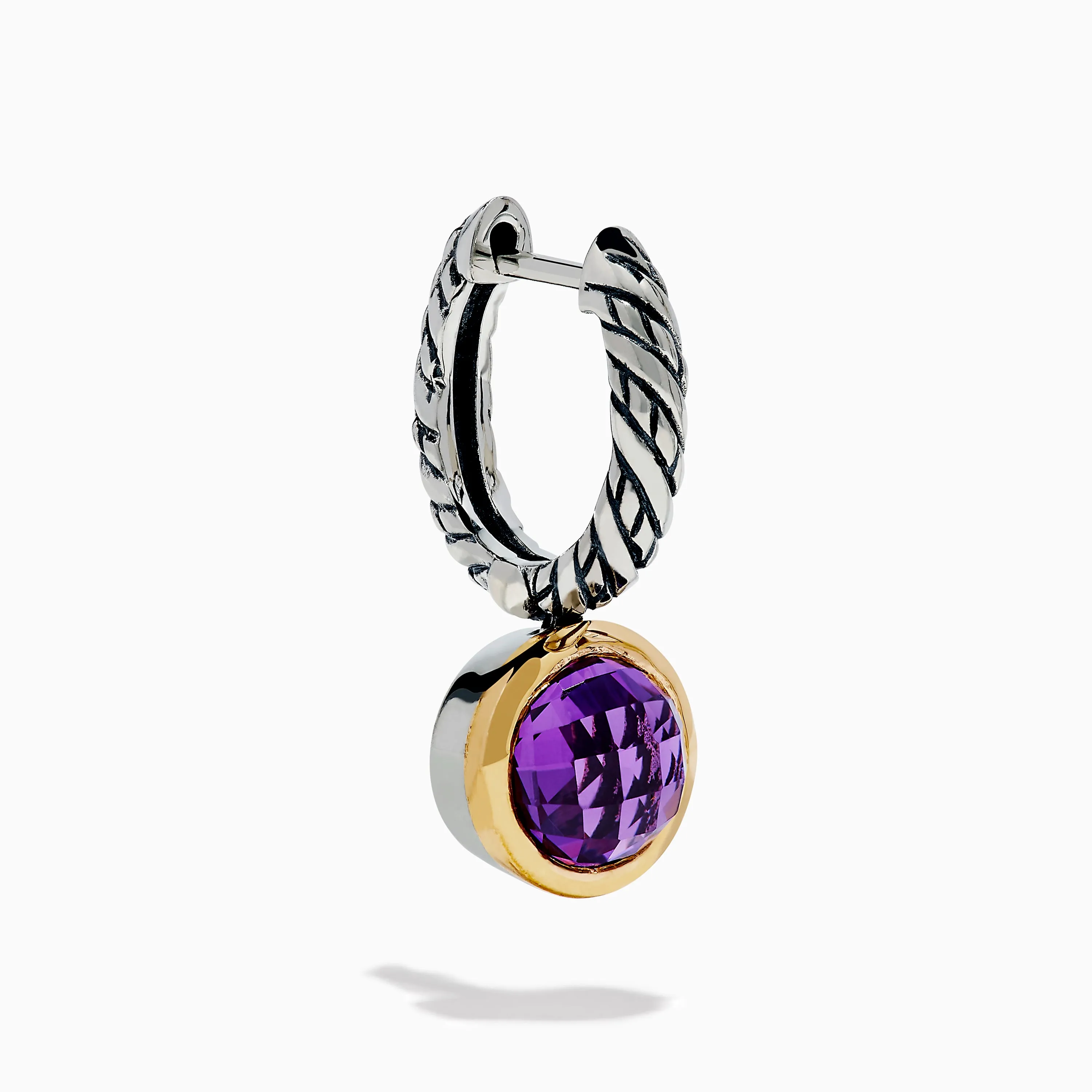 925 Sterling Silver and 14K Yellow Gold Amethyst Bezel Drop Earrings sold by Effy product image thumbnail 3