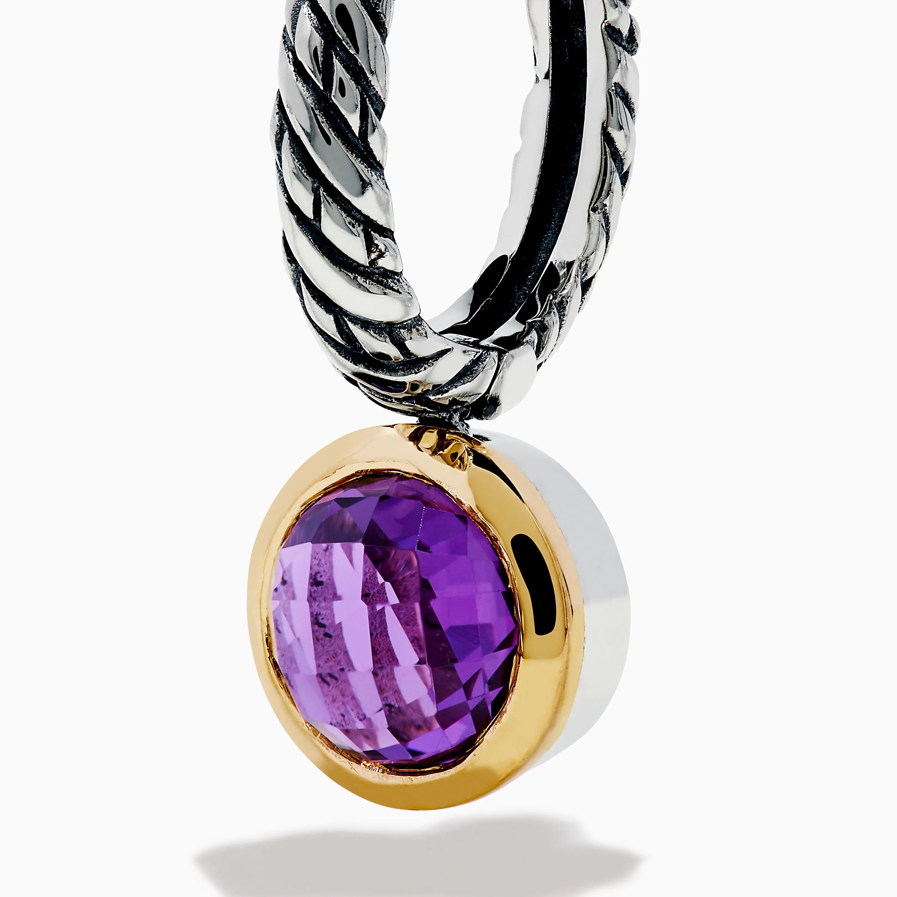 925 Sterling Silver and 14K Yellow Gold Amethyst Bezel Drop Earrings sold by Effy product image thumbnail 2