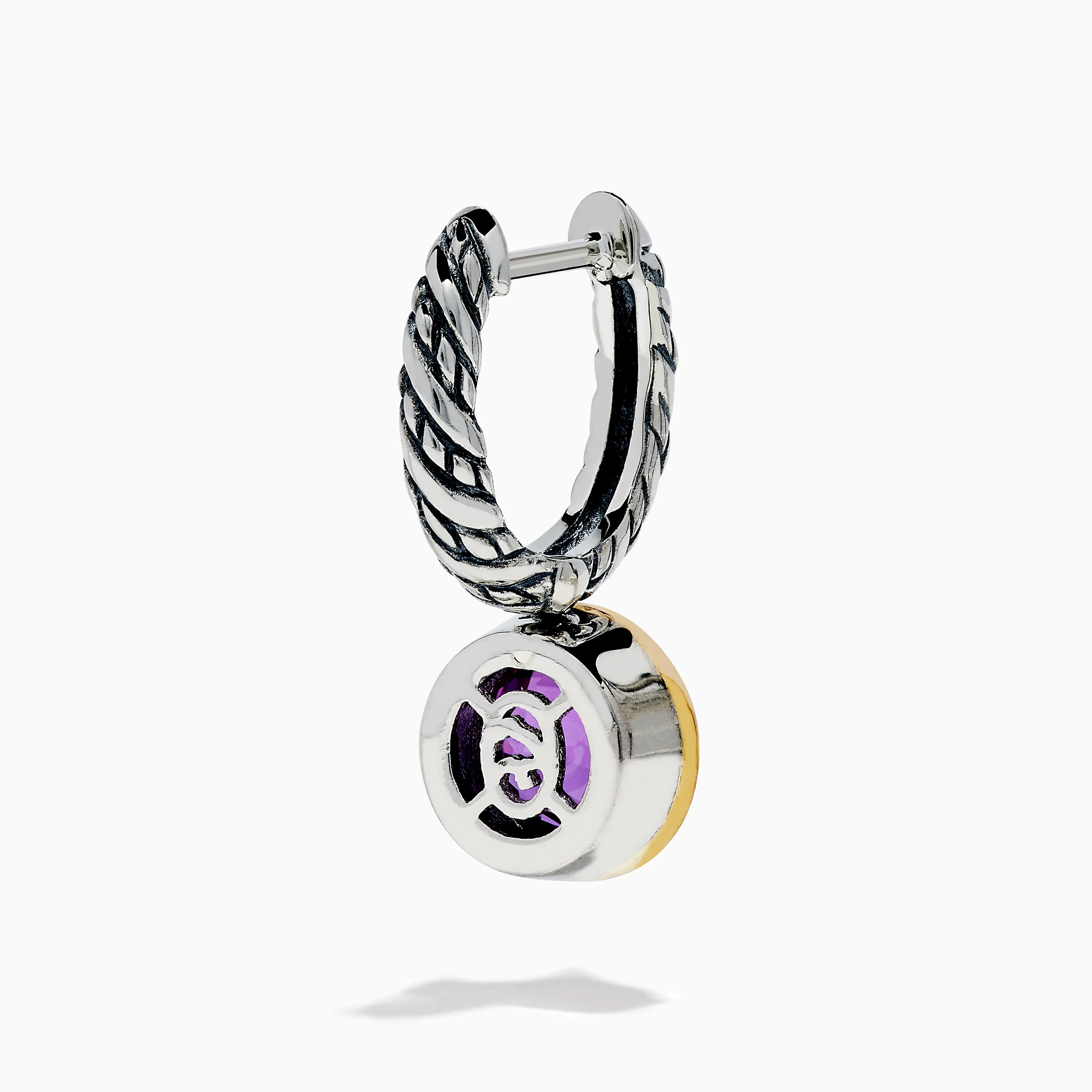 925 Sterling Silver and 14K Yellow Gold Amethyst Bezel Drop Earrings sold by Effy product image thumbnail 4