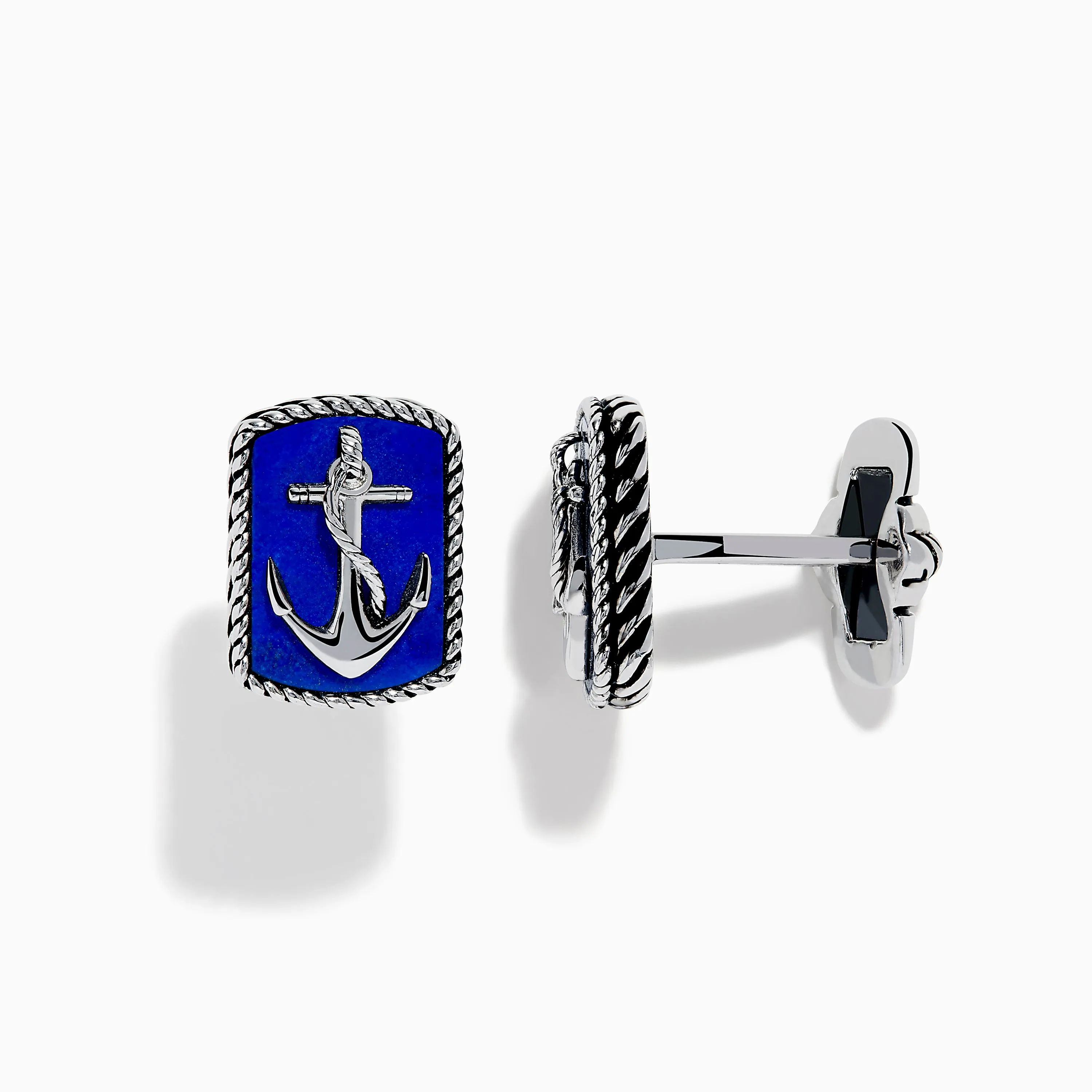 Men's 925 Sterling Silver Lapis Anchor Cuff Links sold by Effy