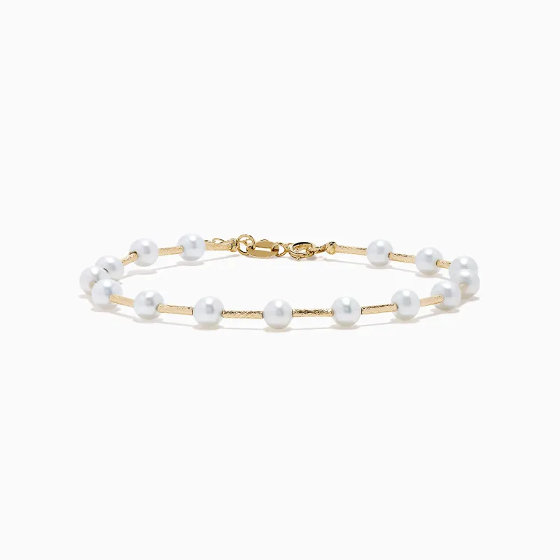 14K Yellow Gold Fresh Water Pearl Station Bracelet sold by Effy