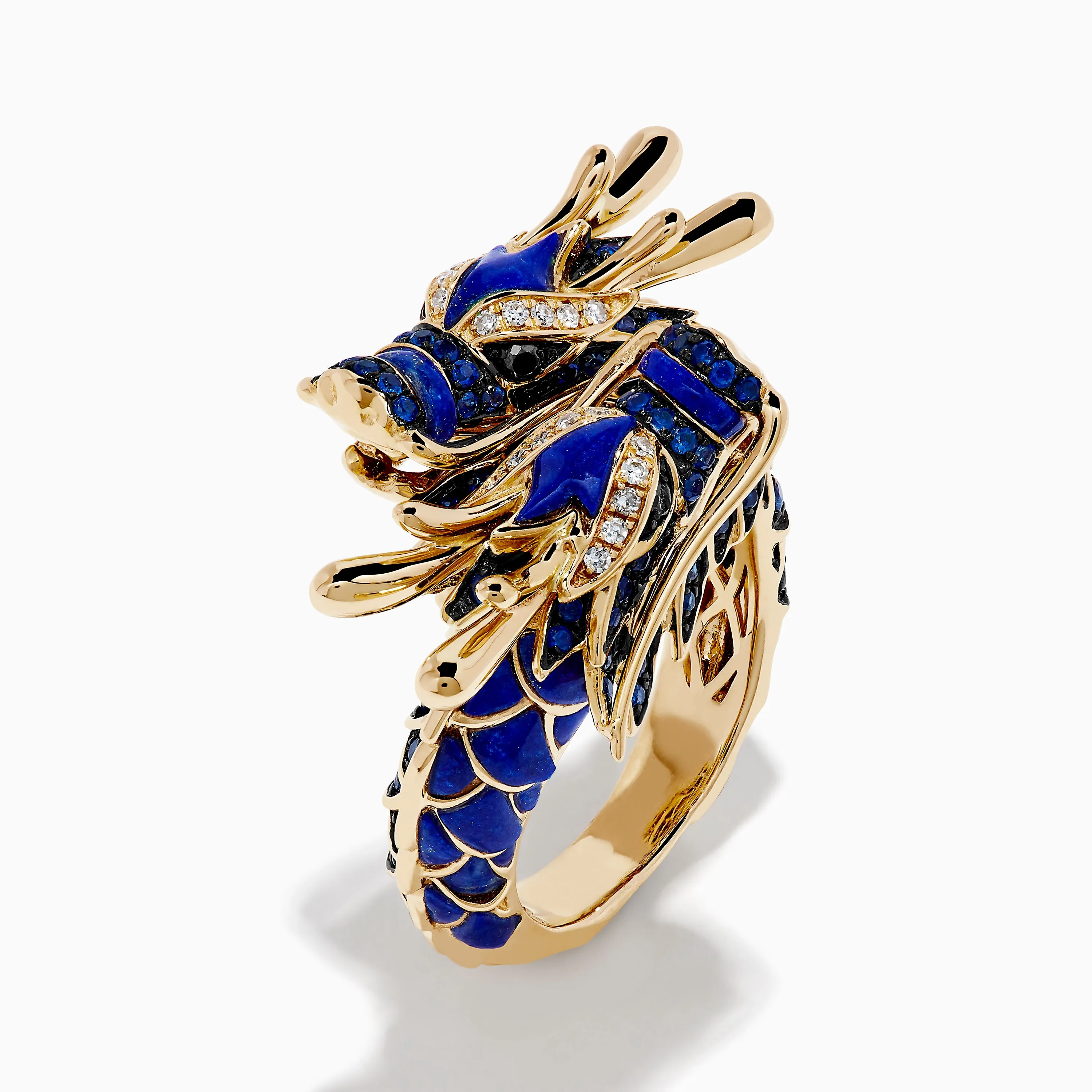 Safari 14K Yellow Gold Diamond, Lapis and Sapphire Dragon Ring sold by Effy