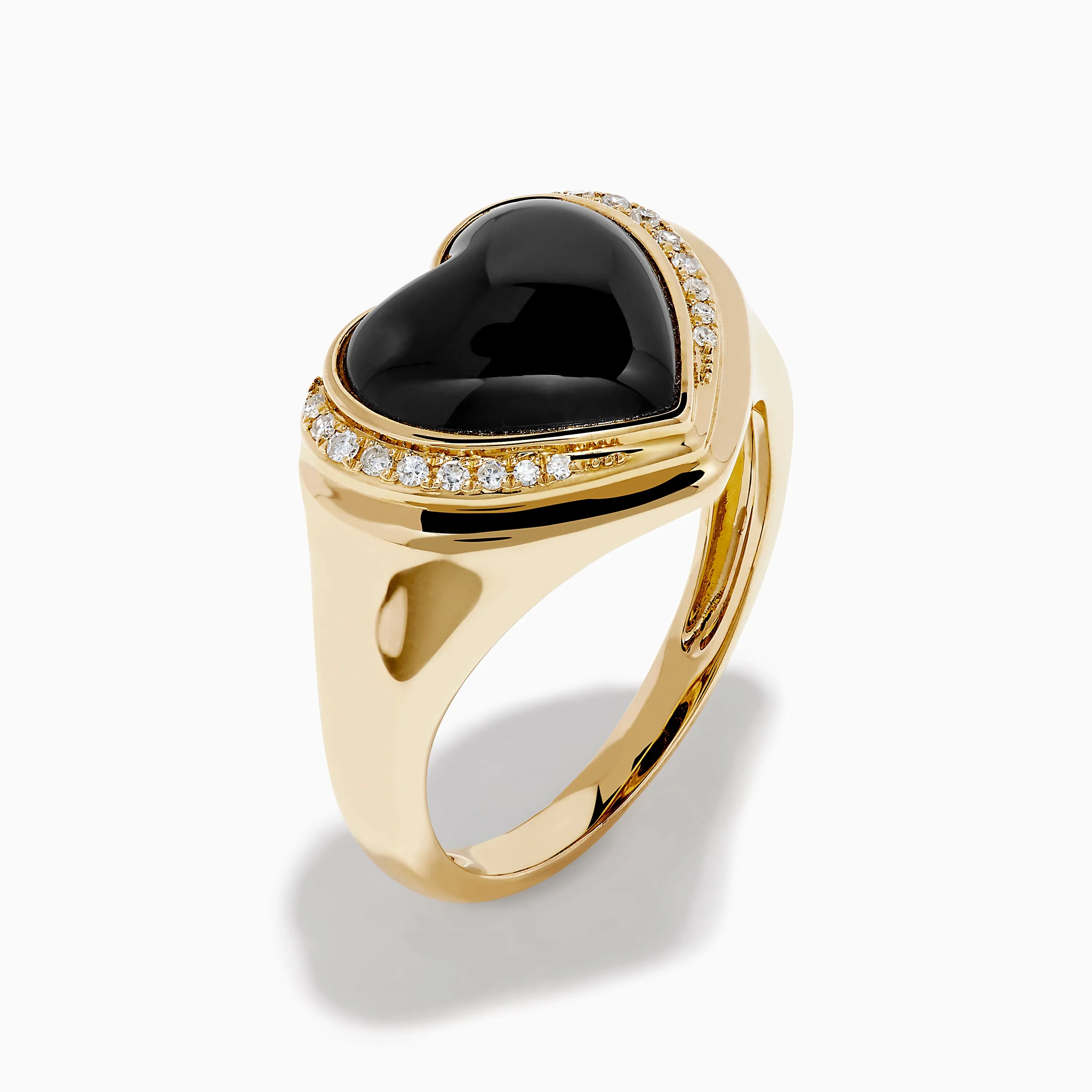 14K Yellow Gold Onyx and Diamond Heart Ring sold by Effy product image thumbnail 4