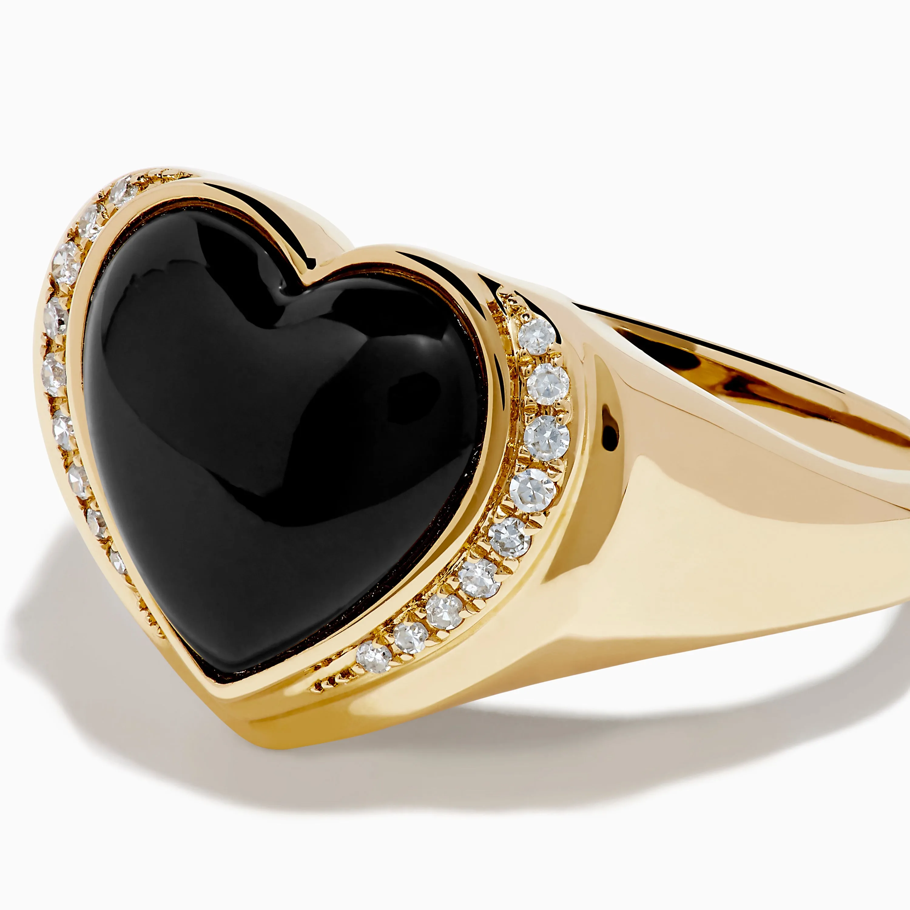 14K Yellow Gold Onyx and Diamond Heart Ring sold by Effy product image thumbnail 2