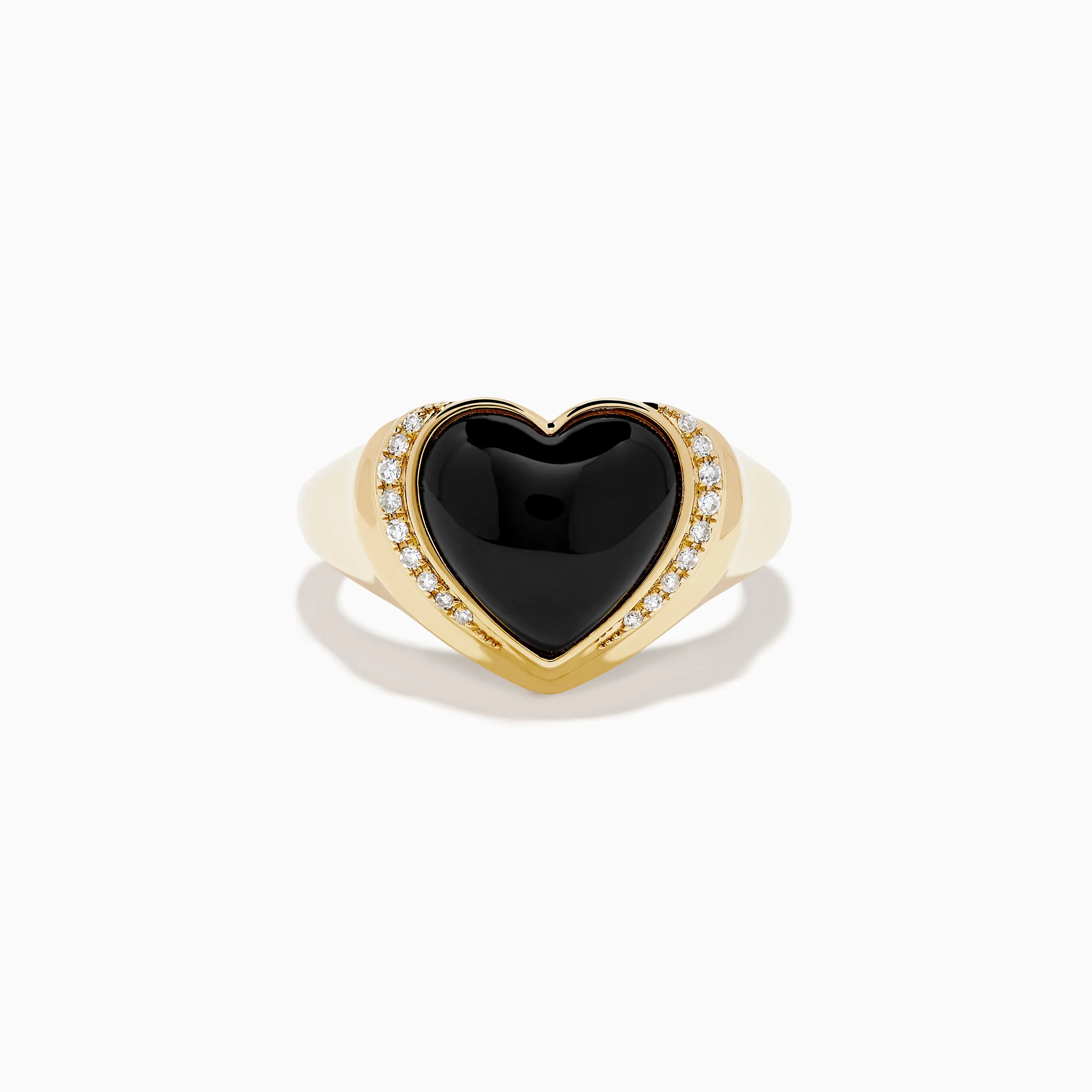 14K Yellow Gold Onyx and Diamond Heart Ring sold by Effy