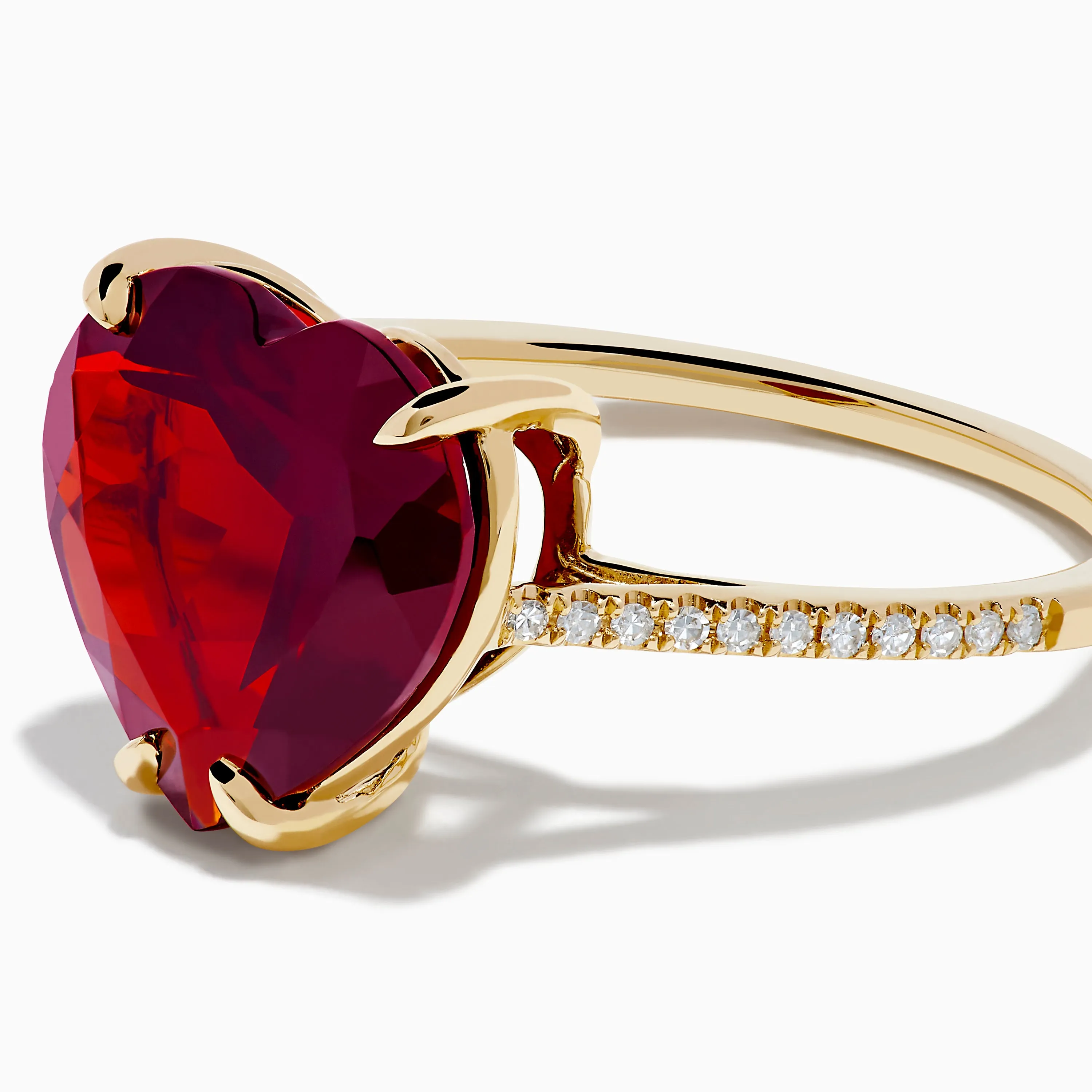 Bordeaux 14K Yellow Gold Garnet and Diamond Heart Ring sold by Effy product image thumbnail 2
