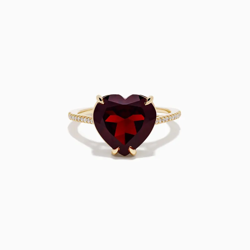 Bordeaux 14K Yellow Gold Garnet and Diamond Heart Ring sold by Effy