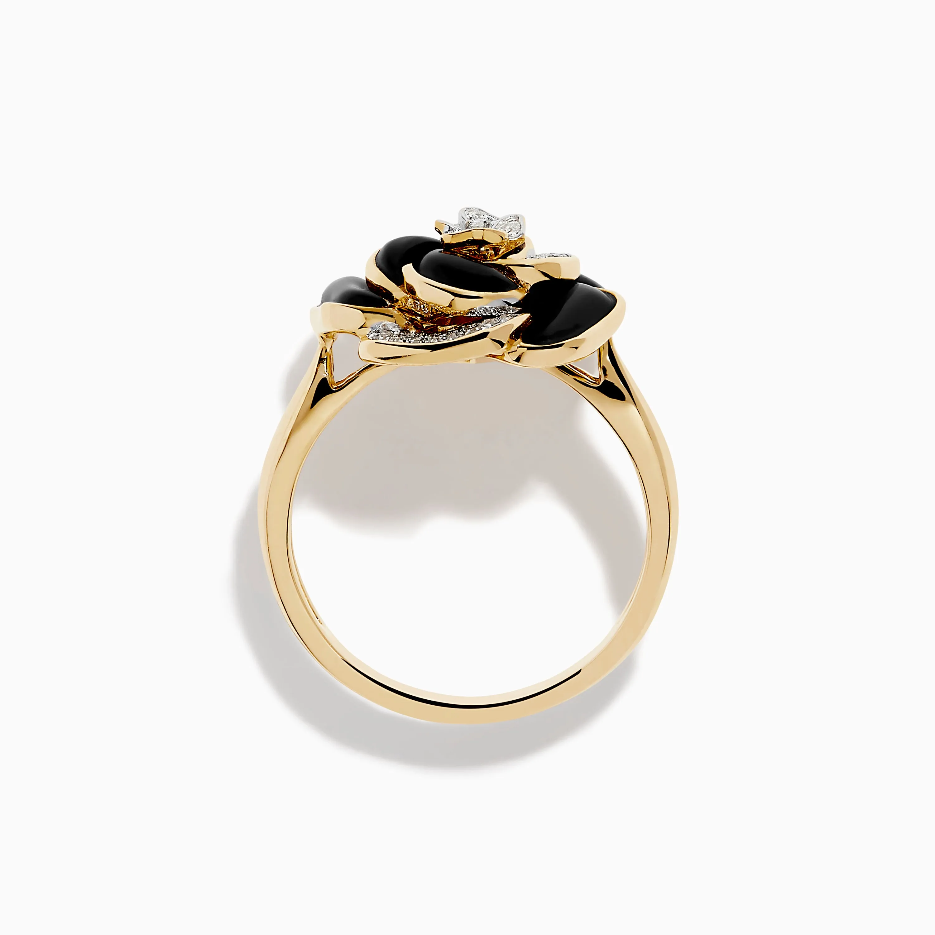 Eclipse 14K Yellow Gold Onyx and Diamond Flower Ring sold by Effy product image thumbnail 3