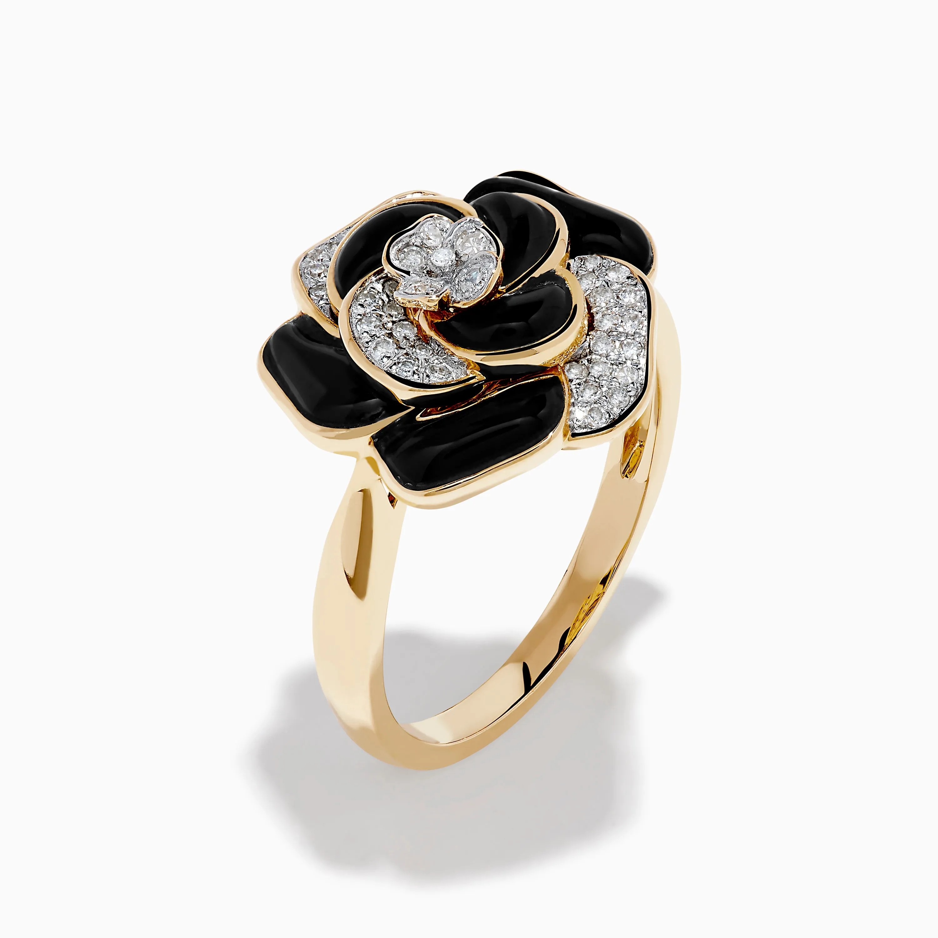 Eclipse 14K Yellow Gold Onyx and Diamond Flower Ring sold by Effy product image thumbnail 4