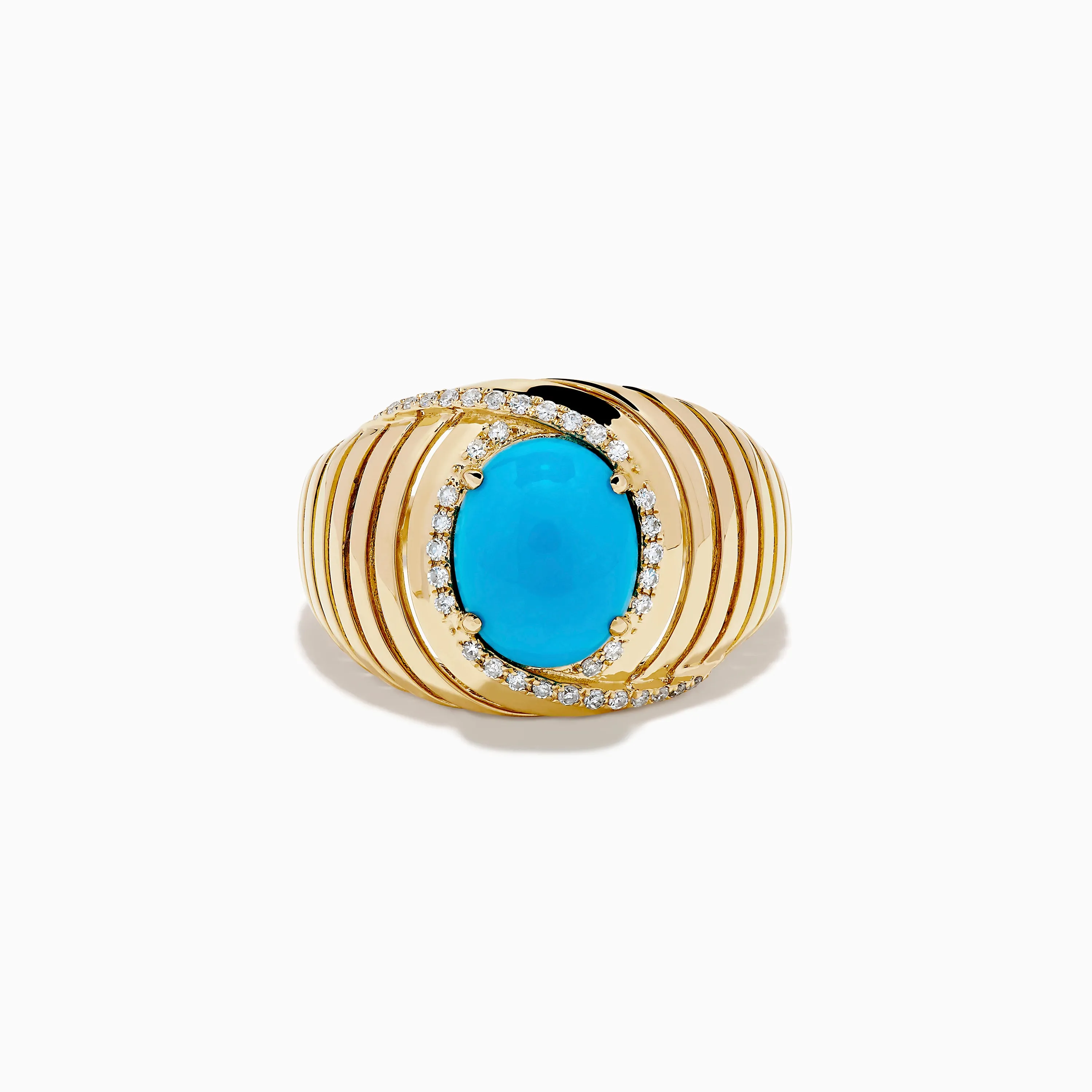 14K Yellow Gold Turquoise and Diamond Wide Band Ring sold by Effy