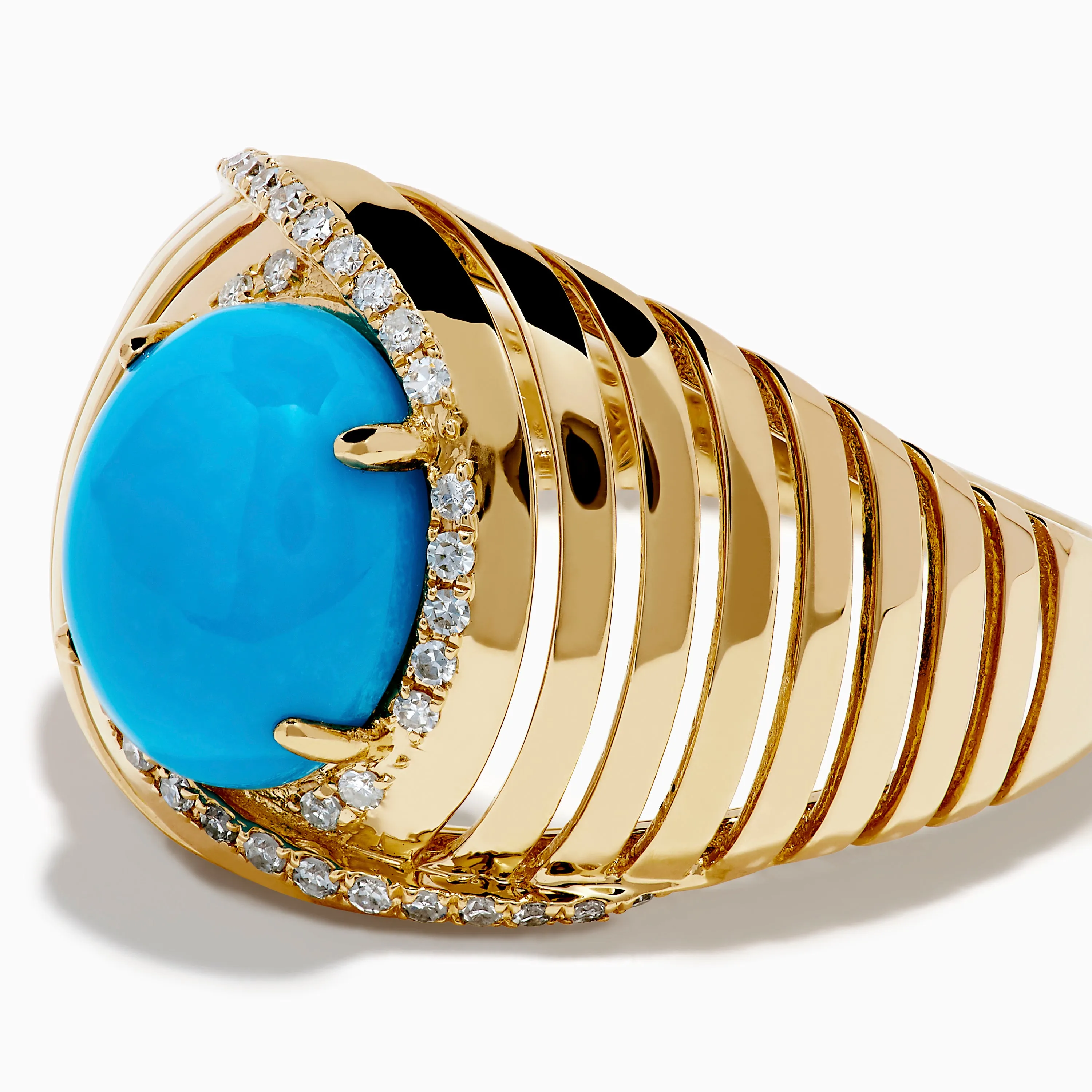 14K Yellow Gold Turquoise and Diamond Wide Band Ring sold by Effy product image thumbnail 2