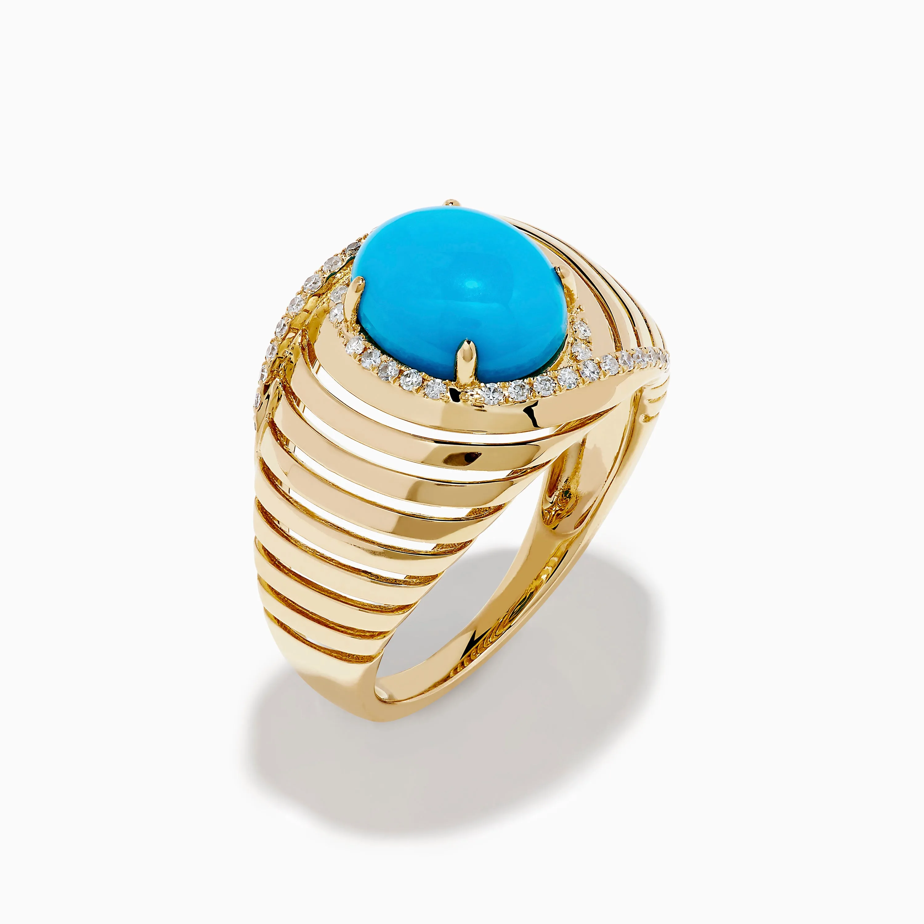 14K Yellow Gold Turquoise and Diamond Wide Band Ring sold by Effy product image thumbnail 4