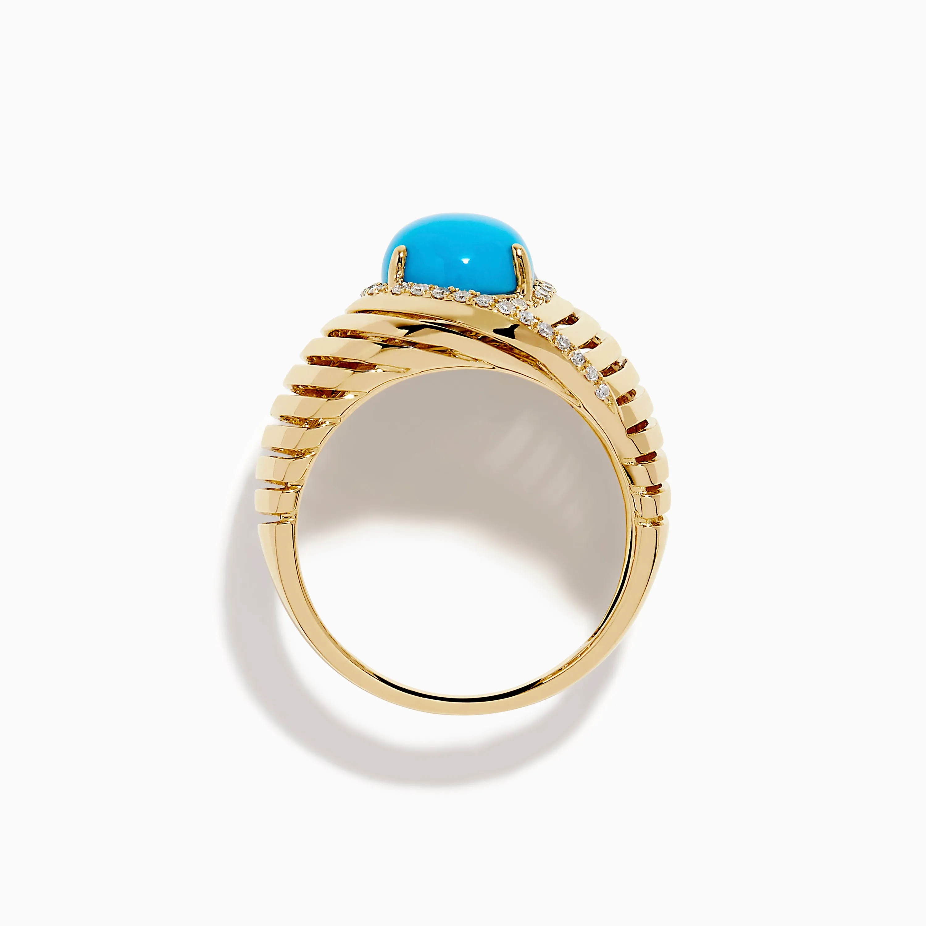 14K Yellow Gold Turquoise and Diamond Wide Band Ring sold by Effy product image thumbnail 3