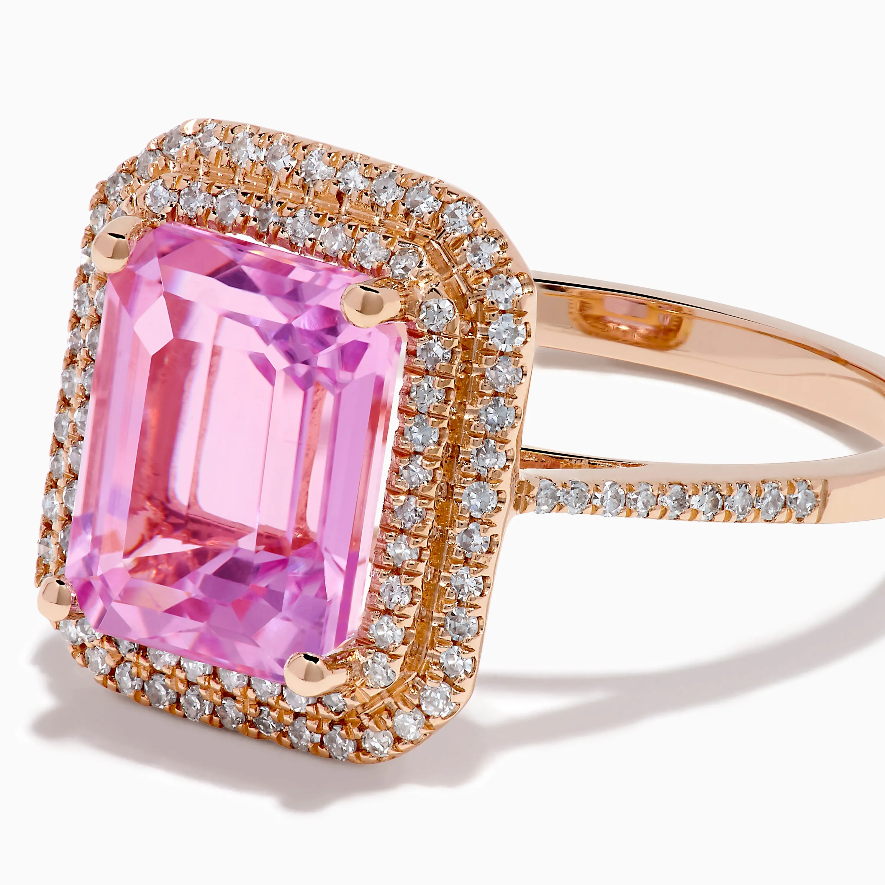14K Rose Gold Kunzite and Diamond Double Halo Ring sold by Effy product image thumbnail 2