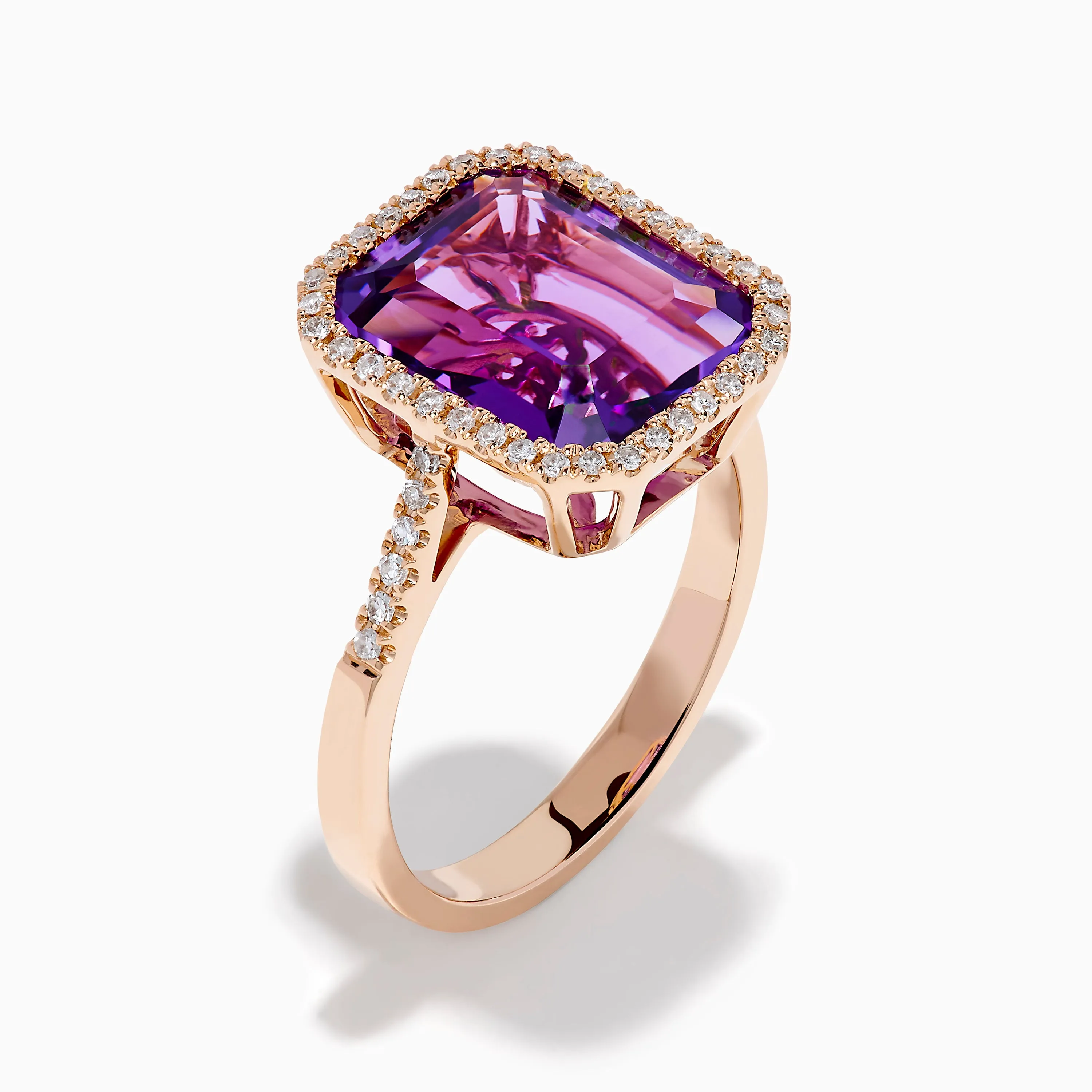 14K Rose Gold Amethyst and Diamond Halo Ring sold by Effy product image thumbnail 4