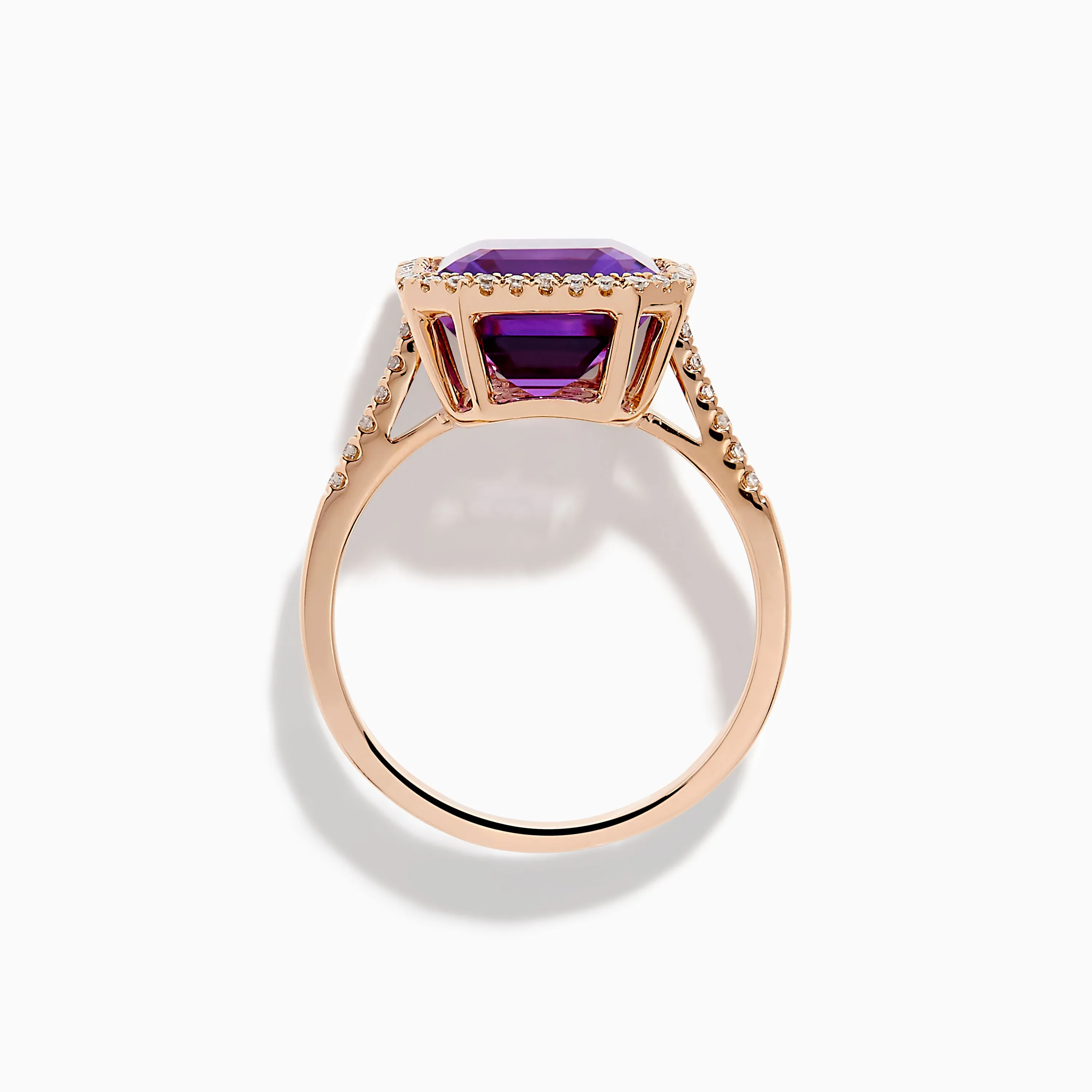14K Rose Gold Amethyst and Diamond Halo Ring sold by Effy product image thumbnail 3