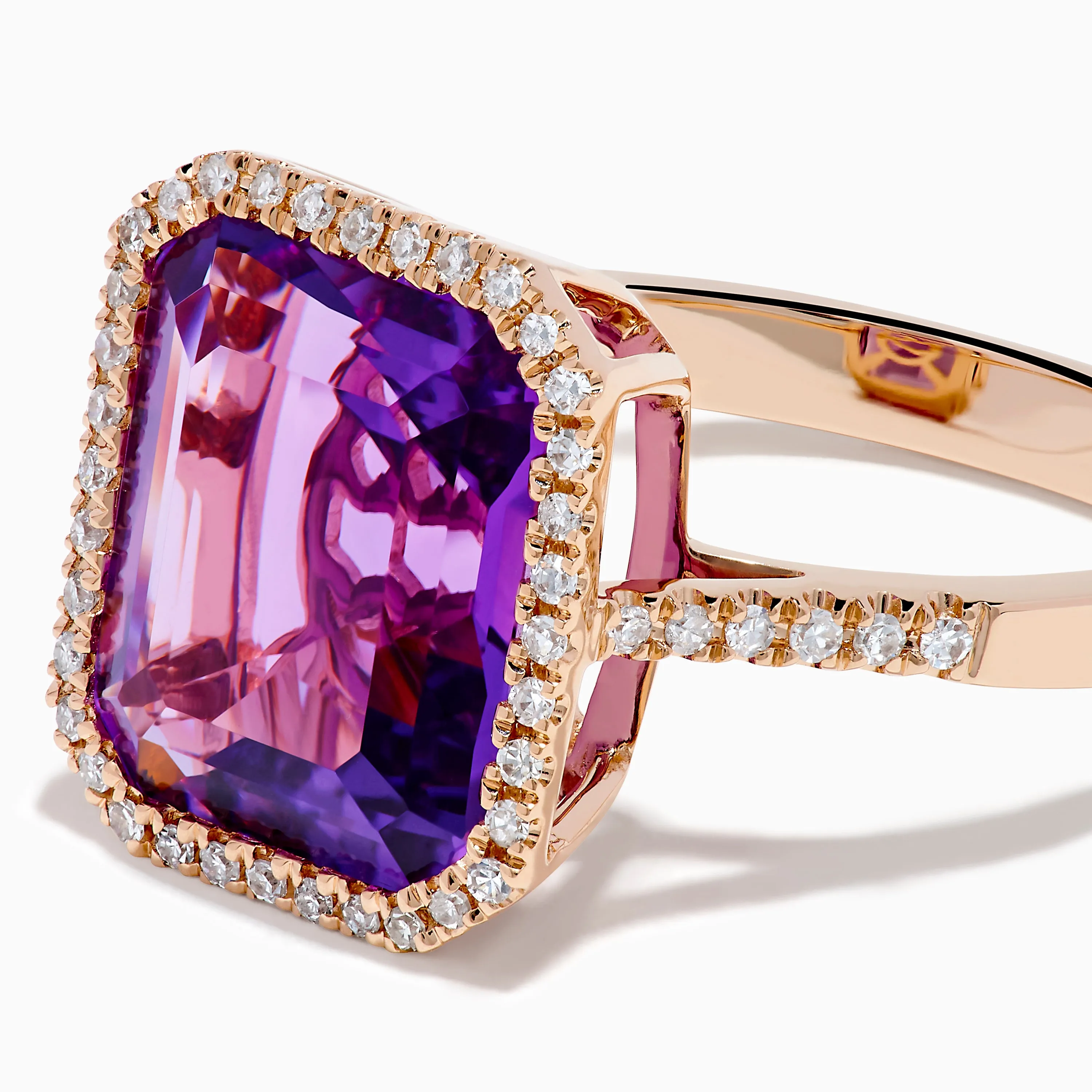 14K Rose Gold Amethyst and Diamond Halo Ring sold by Effy product image thumbnail 2