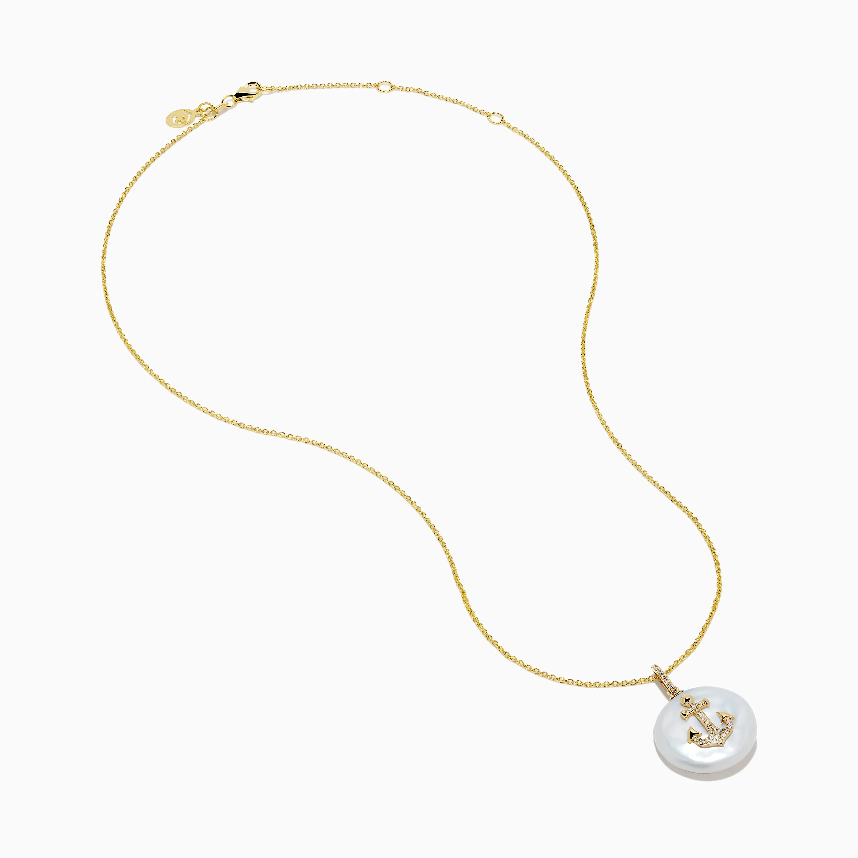 14K Yellow Gold Fresh Water Pearl and Diamond Anchor Pendant sold by Effy product image thumbnail 2