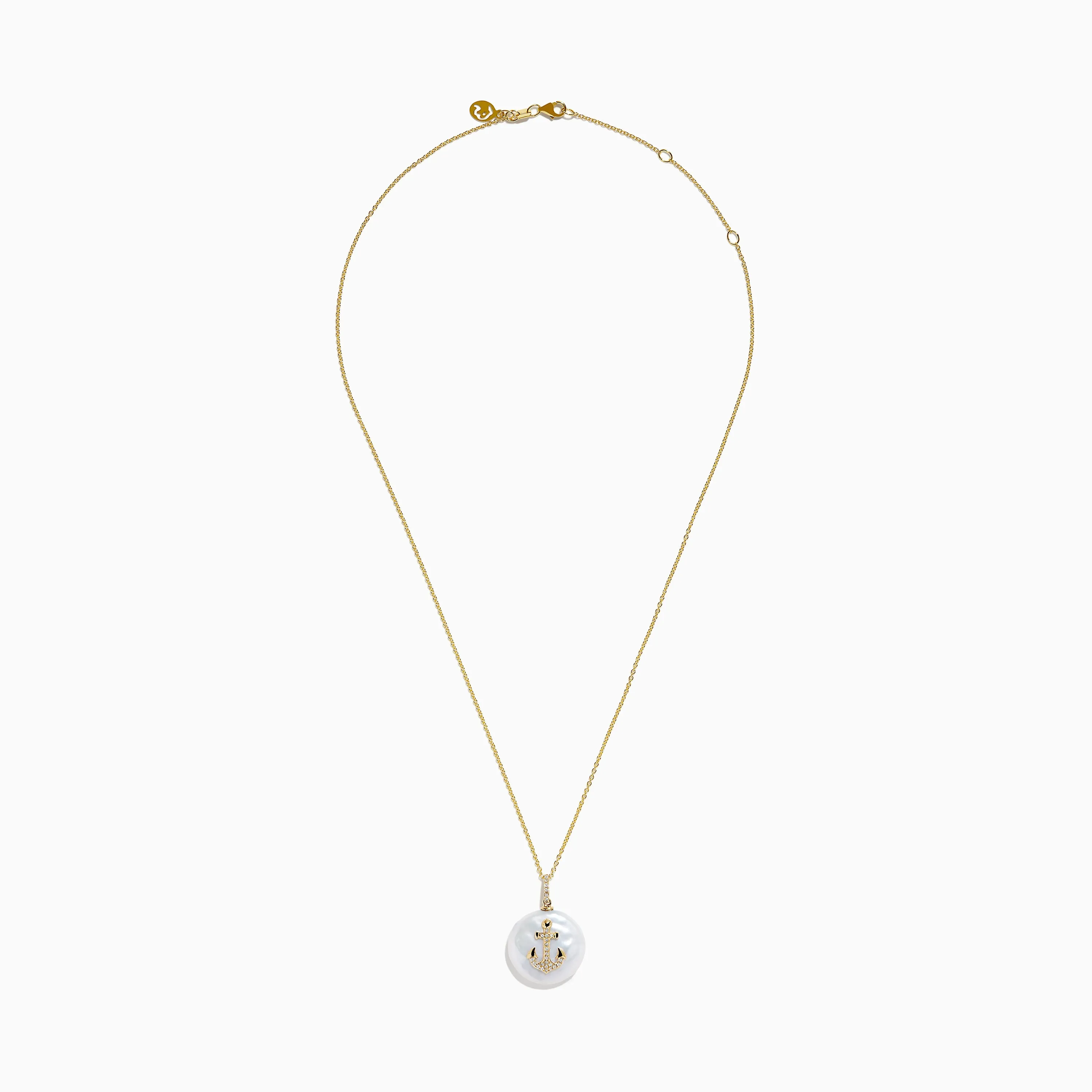 14K Yellow Gold Fresh Water Pearl and Diamond Anchor Pendant sold by Effy product image thumbnail 3